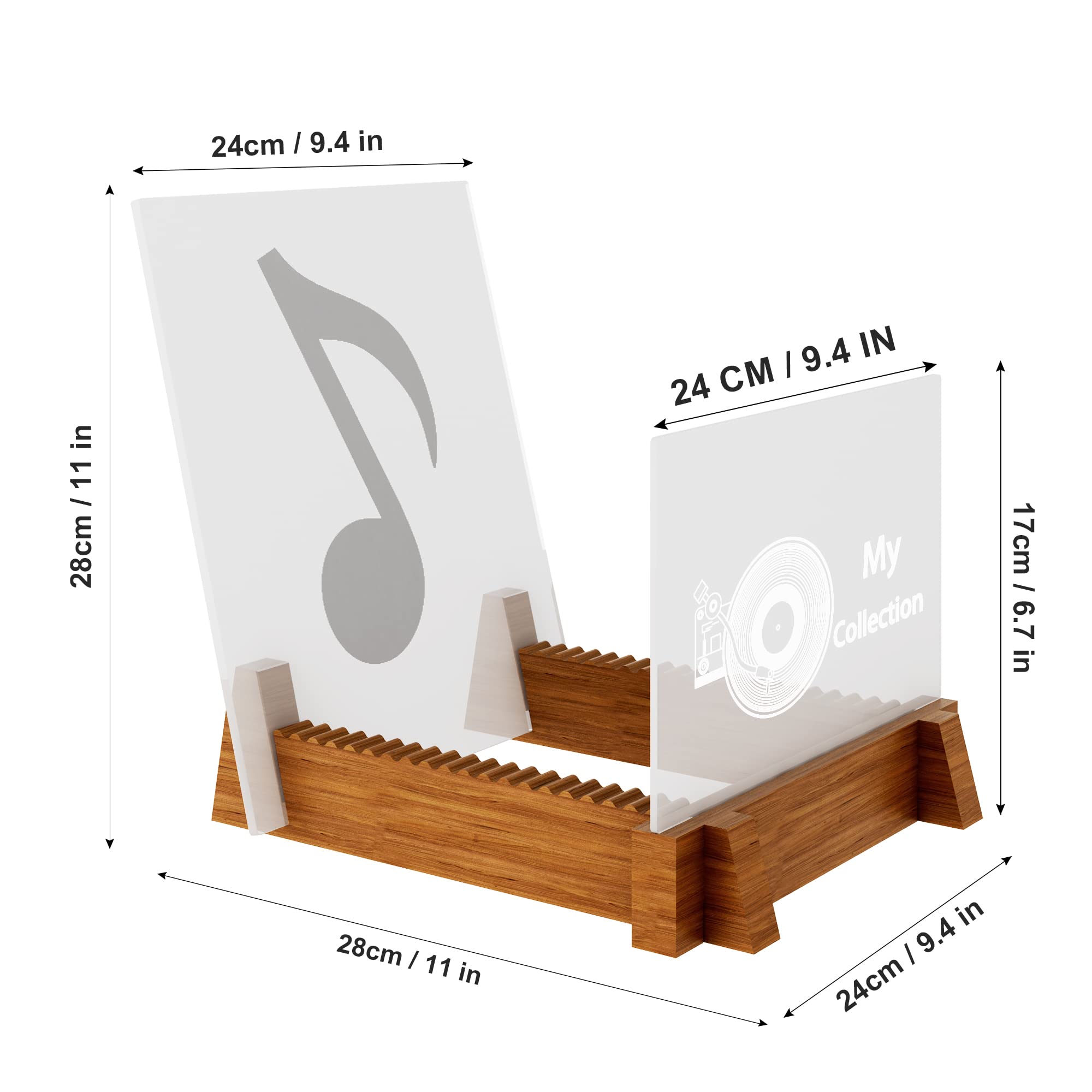 YuanDian Étagère de rangement pour disques vinyles en acrylique avec lumières blanches chaudes