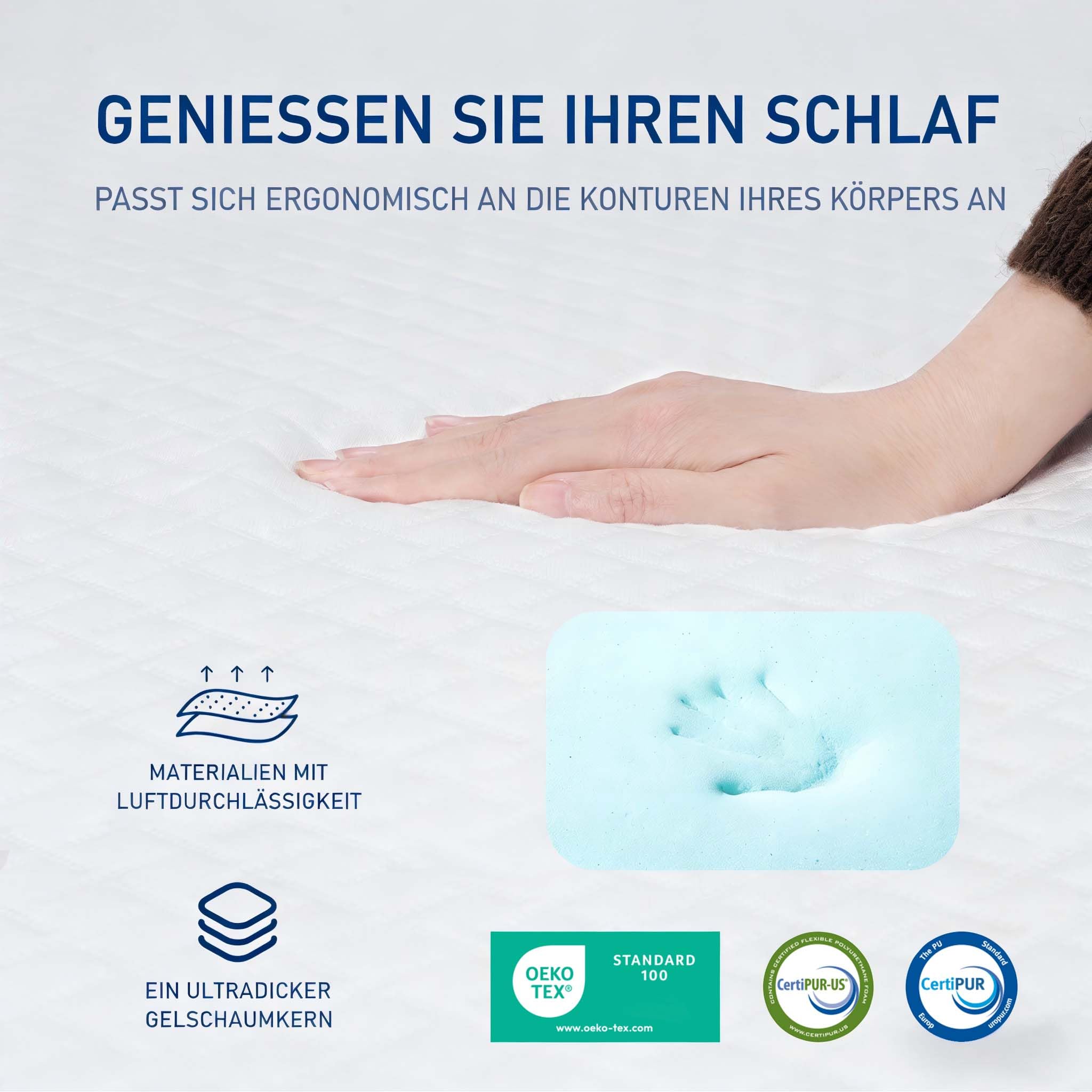 ROYGBIV Matratzentopper 80x200cm 7cm Gel Topper Memory Schaum H2/H3 | Oeko-TEX Zertifiziert Ergonomisch Waschbarer Bezug Atmungsaktiv Milbenabweisend Hypoallergen