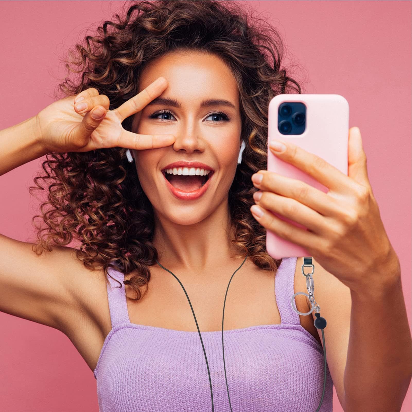 Parche de sujeción para teléfono | Pieza de conexión de seguridad | Almohadilla de sujeción para teléfono inteligente | Accesorio de cordón de metal para teléfono móvil, solución de anclaje para