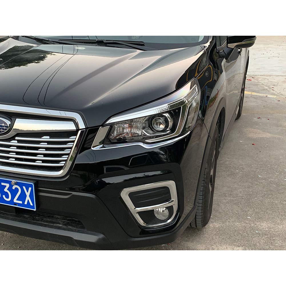 Compatible con Subaru 2019 2020 2021 Forester faro delantero cubierta moldura cromada 8