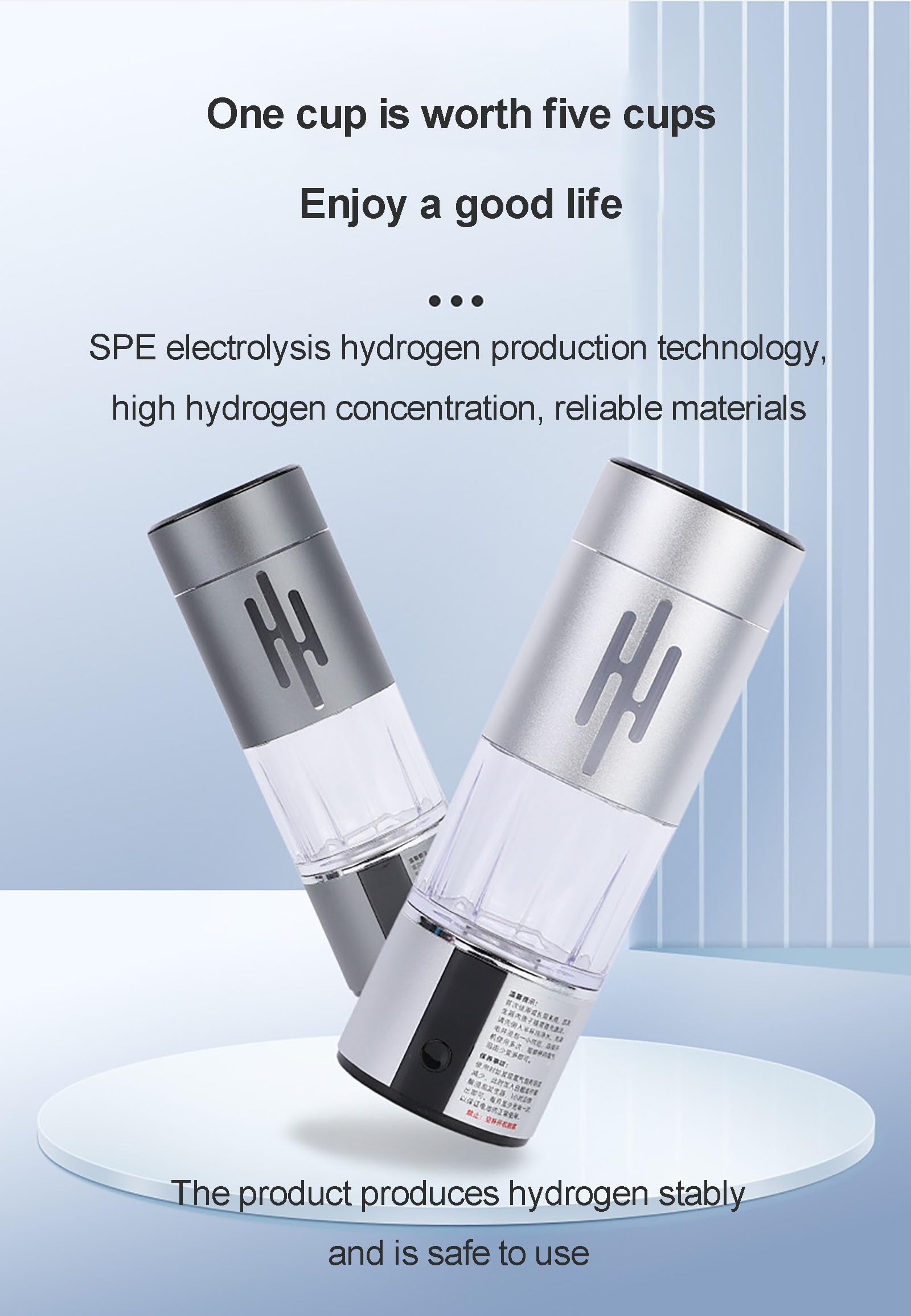 Generador de Agua de hidrógeno en Botella con tecnología SPE/PEM, Produce Agua de hidrógeno de Alta concentración en 5 Minutos, para el hogar, la Oficina, Viajes, Fitness y Bebidas