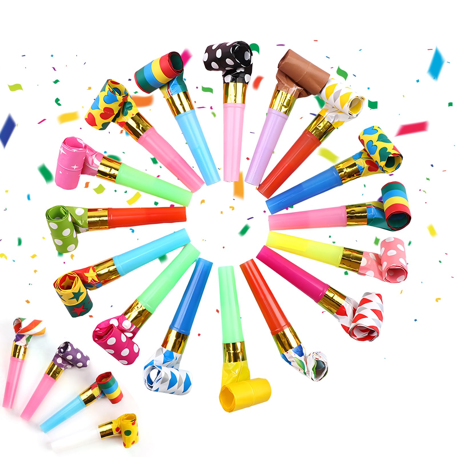 20 Stück Tröte, Kinder Jubel Party Tröten, Tröte Fan Fußball, Kindergeburtstag Luftrüssel, Lustige Spielzeuge, Funny Games für Neujahr Geburtstag Party, Graduierung, Weihnachten (Farbig Gemischt)