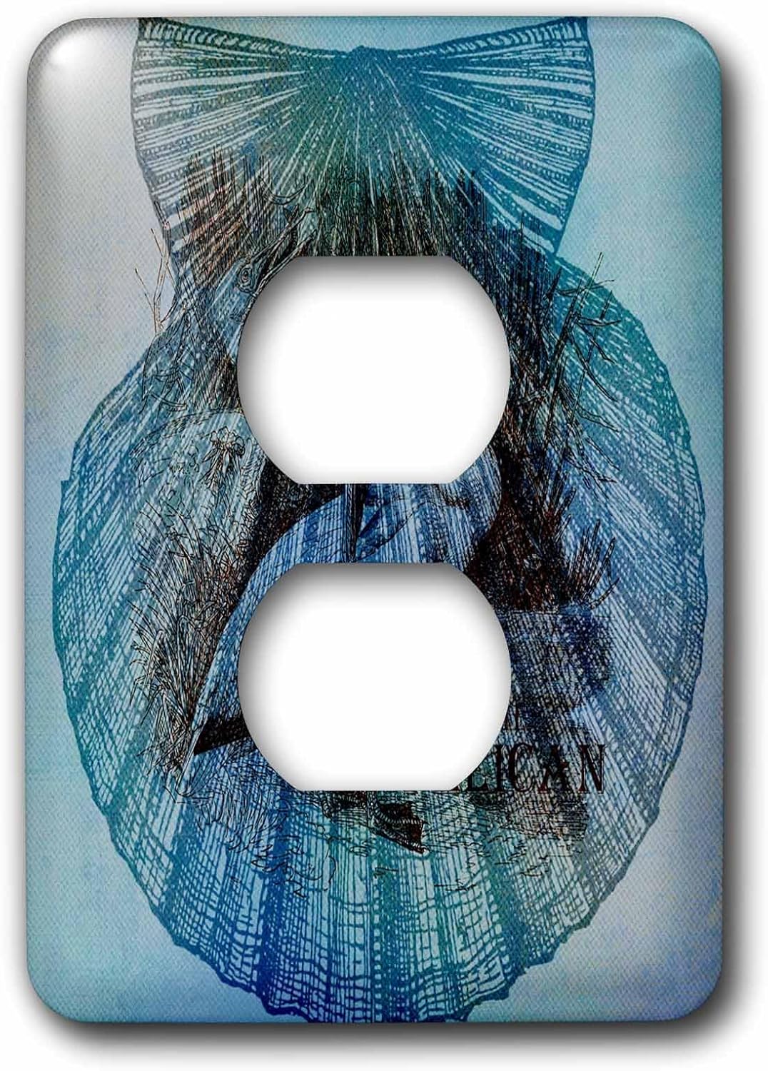 3dRose lsp_79356_6 Aqua Pelican In A Seashell Beach Theme Art 2 Plug Outlet Cover