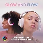 Logitech G735 Wireless Gaming Headset, Customizable LIGHTSYNC RGB Lighting, Lightspeed, Bluetooth, 3.5 MM Aux Compatible with PC, Mobile Devices, Detachable Mic - White Mist