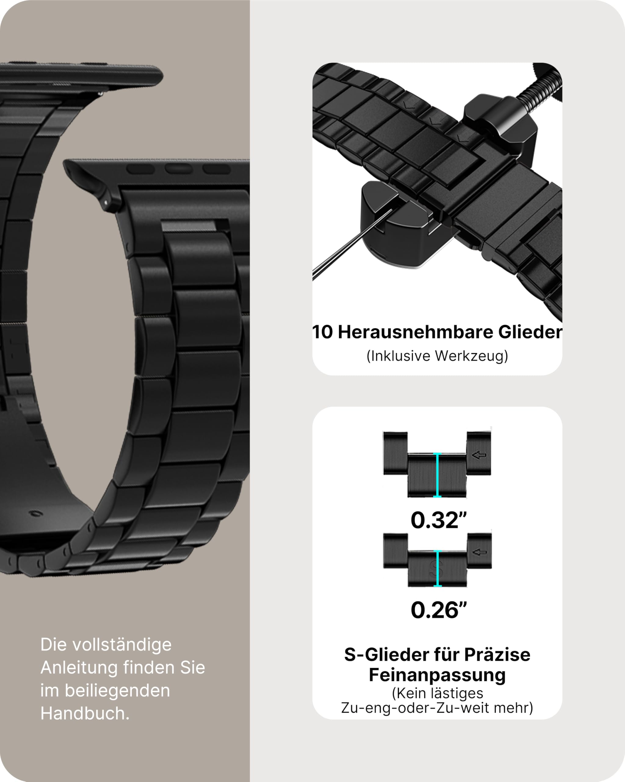 Fullmosa Metallarmband Kompatibel mit Apple Watch Armband 44mm 46mm 45mm 49mm 42mm 40mm 41mm 38mm, Edelstahl Ersatzband für iwatch Ultra SE 3 2 1 Series 11 10 9 8 7 6 5 4, Schwarz