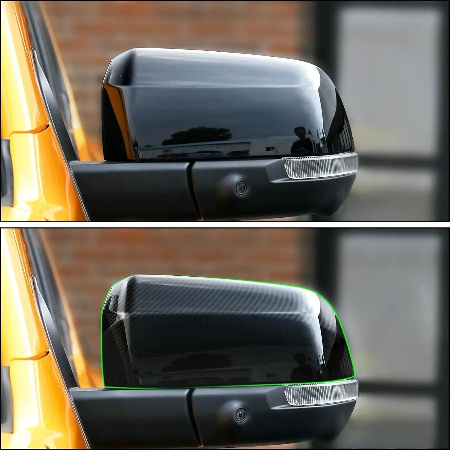 Kiyah Compatible For Ranger 2023 Car Rearview Side Mirror Cover Wing Cap Sticker Exterior Door Rear View Case Trim Housing Shell Carbon Auto