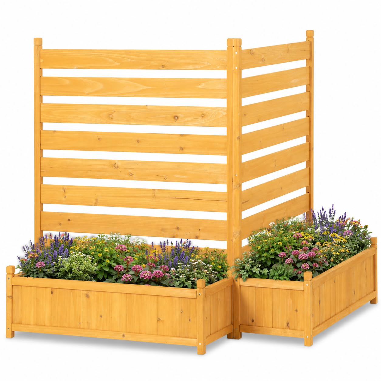 Wood AC Privacy Fence with Planter, 2 Panels, No-Dig, 45' H