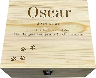 KreateSquare Personalised Pets Memory Box Engraved Memorial Wooden Keepsake Box for Bereavement, Remembrance Dogs Cats (Medium 24 x 24 x 10)