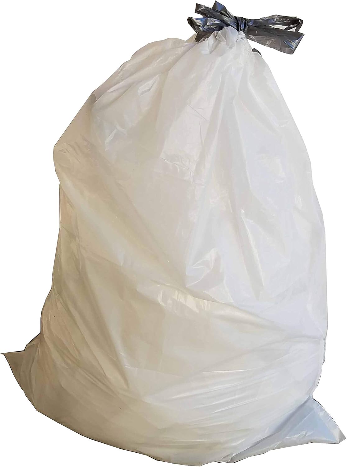 PlasticMill Drawstring Trash Bags - White Garbage Bags - Plastic Trash Bags - Kitchen, Bathroom, Office Garbage Bags, Trash Can Liners - 8-Gallon Small Trash Bags, 0.7 Mil, 22"x22" (50-Count)