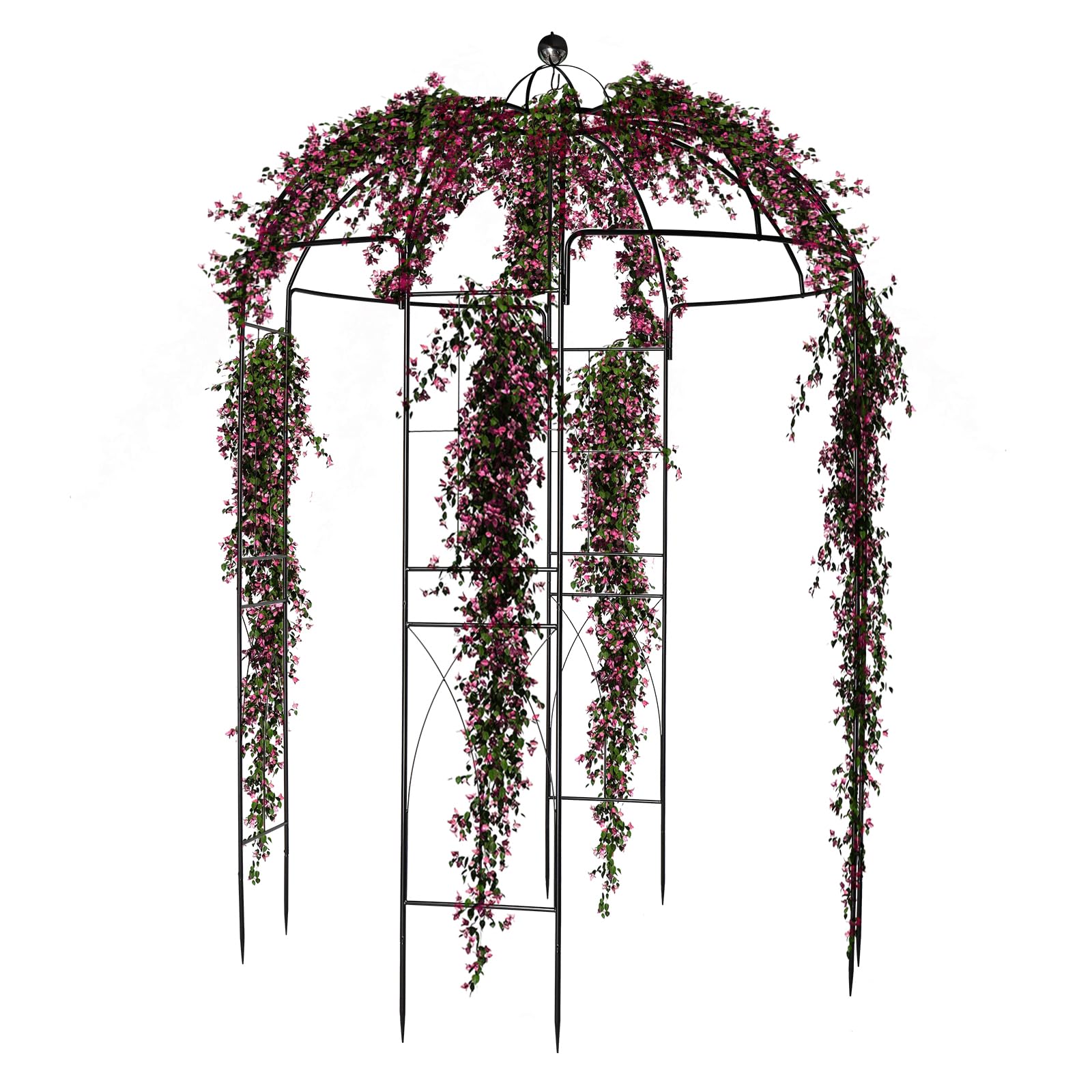LEADZM Arche de Jardin en Métal Noir 270x207x207cm - Style français Pergola en Métal, Plantes Grimpantes Terrasse Patio Arceau à Rosiers,Mariage Arche Colonne de Jardin