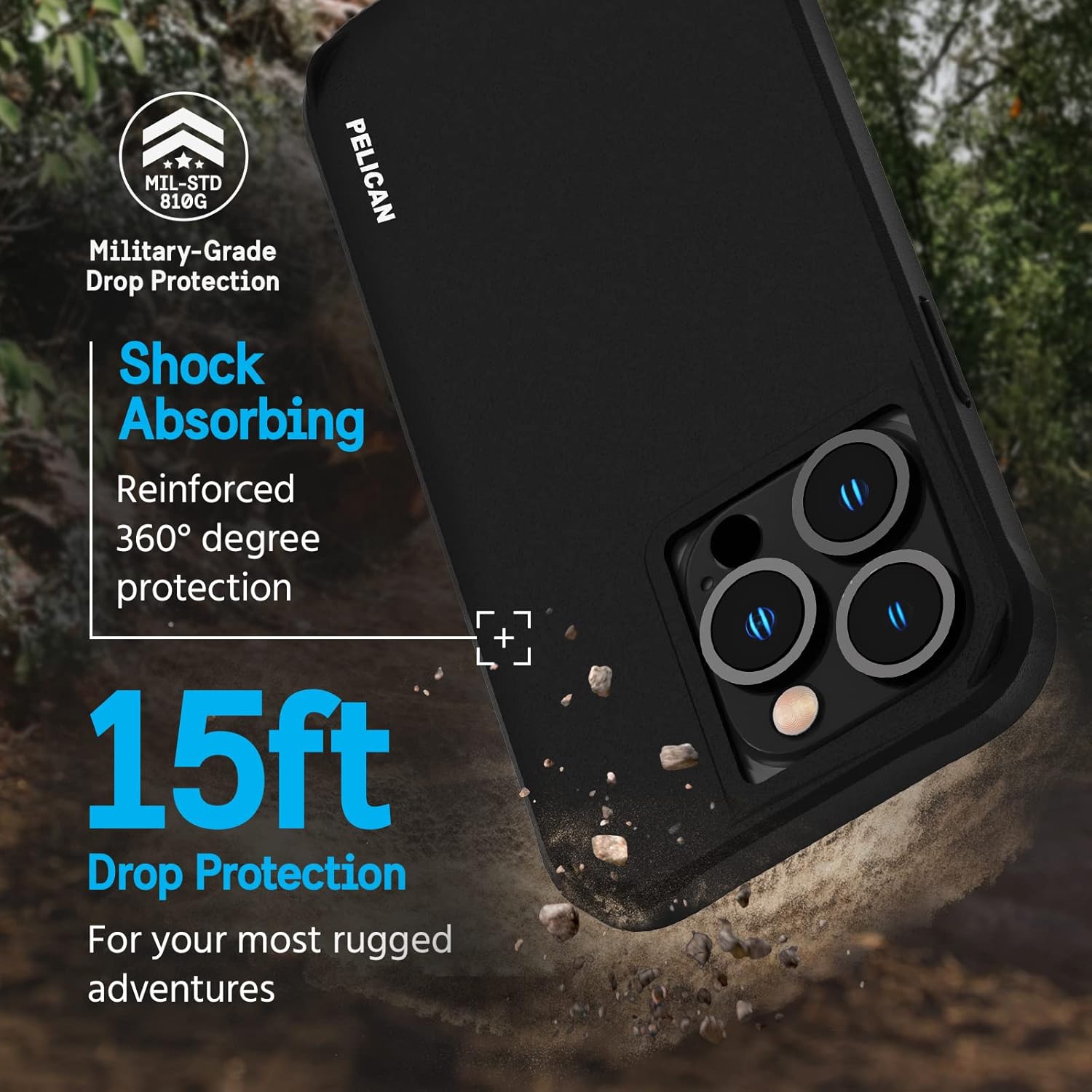 Pelican – Ranger Series – Heavy-Duty MagSafe Compatible Case Cover for iPhone 14 Pro Designed to Fit Nicely in Pocket – 15ft Drop Protection – Black