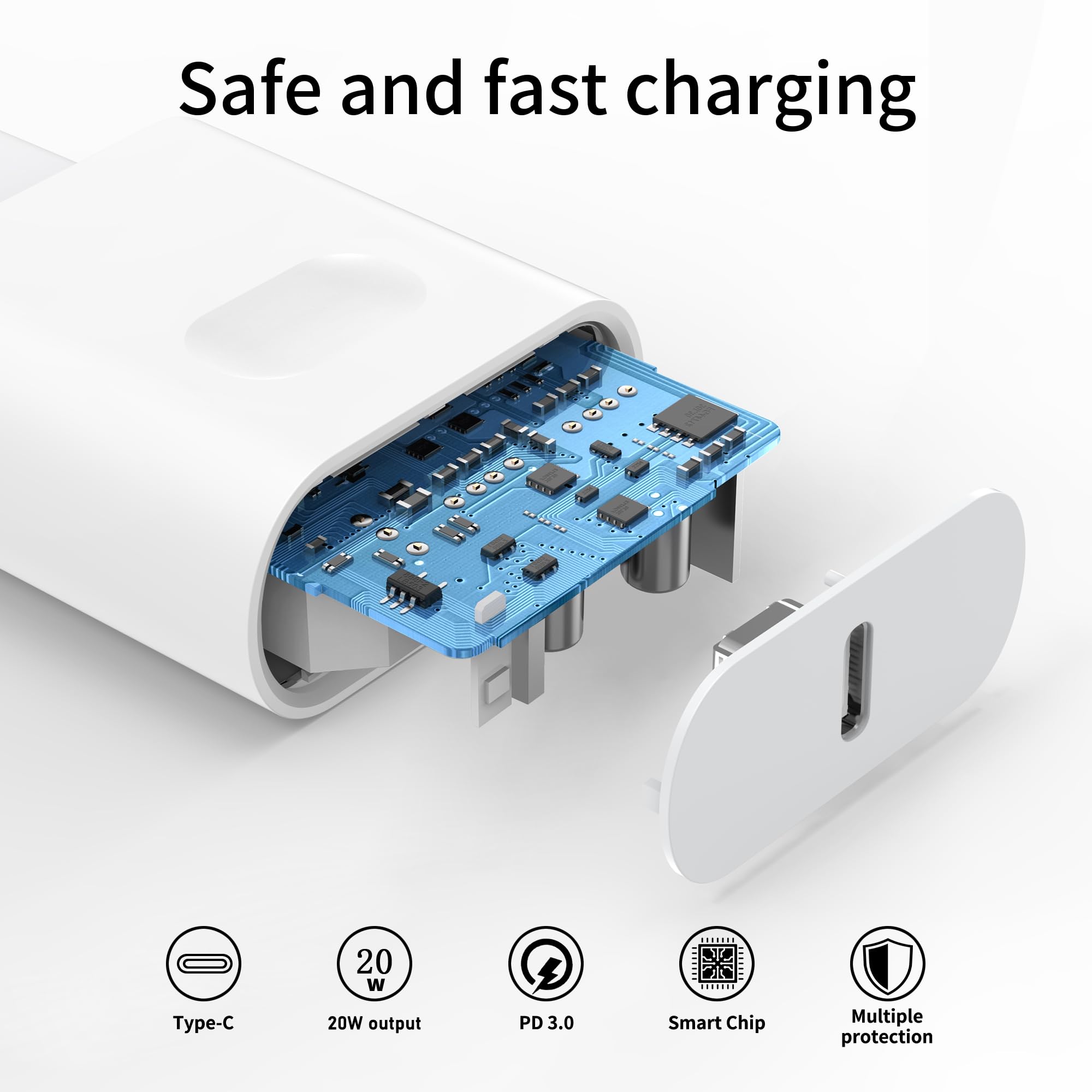 Bopolead Caricatore USB C 20W,USB C Rapido Caricatore Caricatore da Viaggio,PD3.0 Spina USB C
