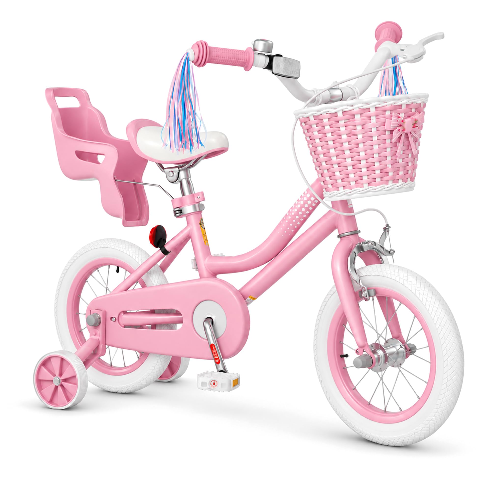 KORIMEFA Girl Bike with Training Wheel, Age 3-12 Princess, 12/14/16/20in