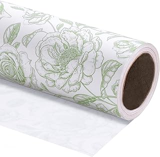 WRAPAHOLIC Jumbo Kraft Floral Wrapping Paper Roll - 30 Inch x 33 Feet - ...