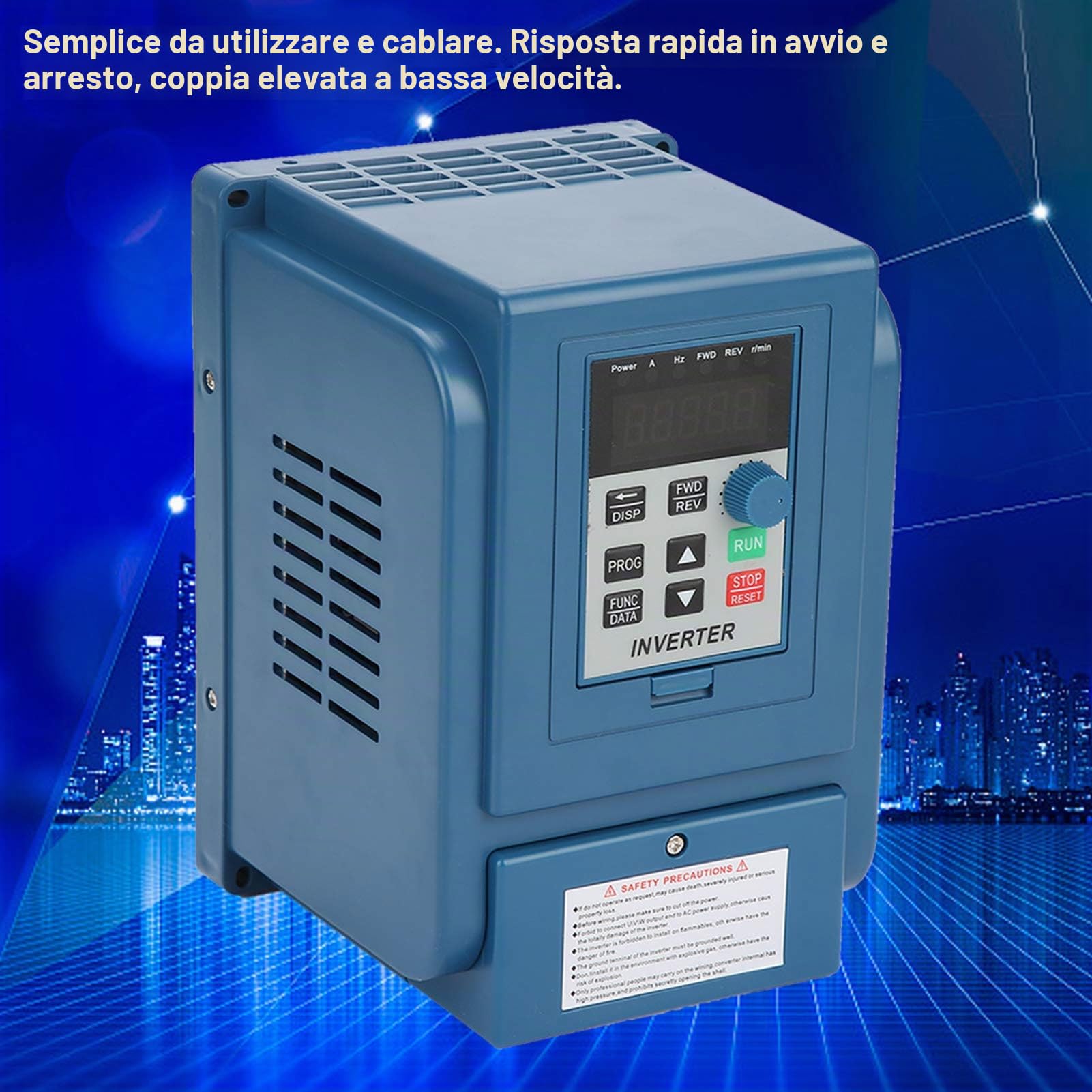 Inverter 380v Trifase Inverter per Motori Trifase 1.5KW 4A Convertitore di Frequenza 380V Ingresso Trifase 380V Uscita Trifase Regolatore di Velocità Trifase per Controllo di Velocità del Motore