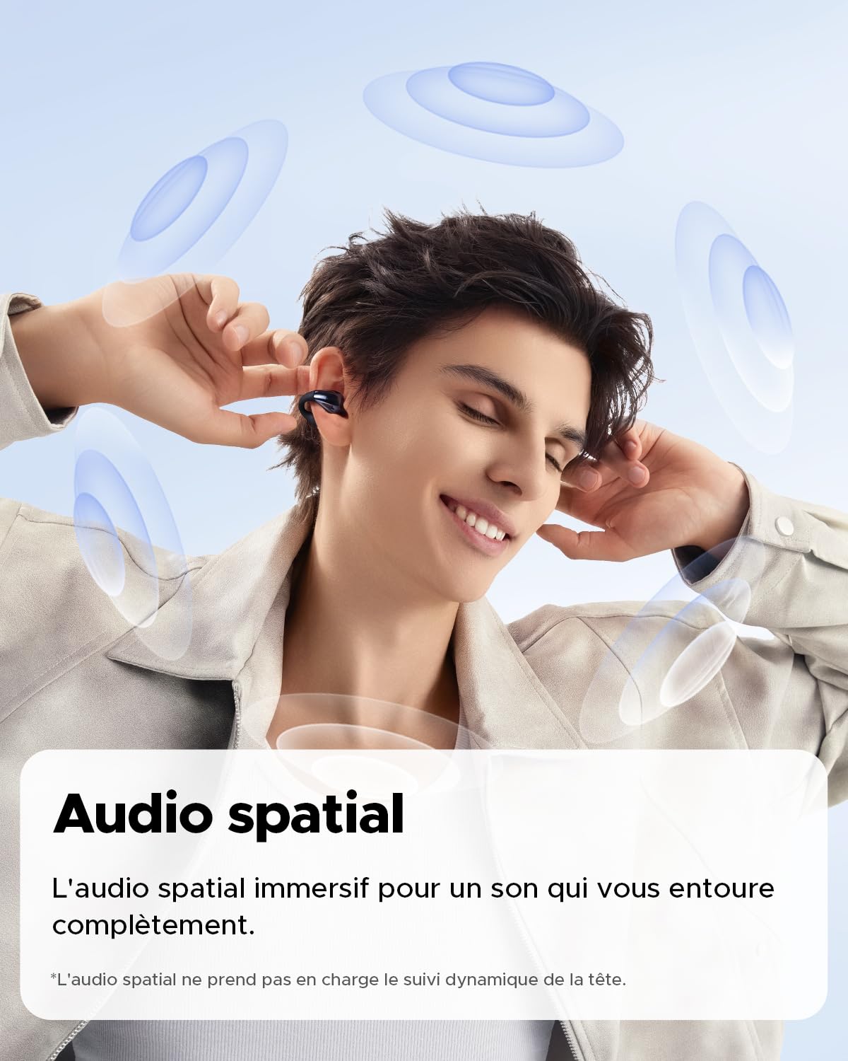 SoundPEATS Casque sans Fil Pearlclip Pro, écouteurs Bluetooth 5.4 Ouverts, conducteur de 12 mm avec Basses puissantes, 24 Heures d'écoute, résistance à l'eau IPX5, APP