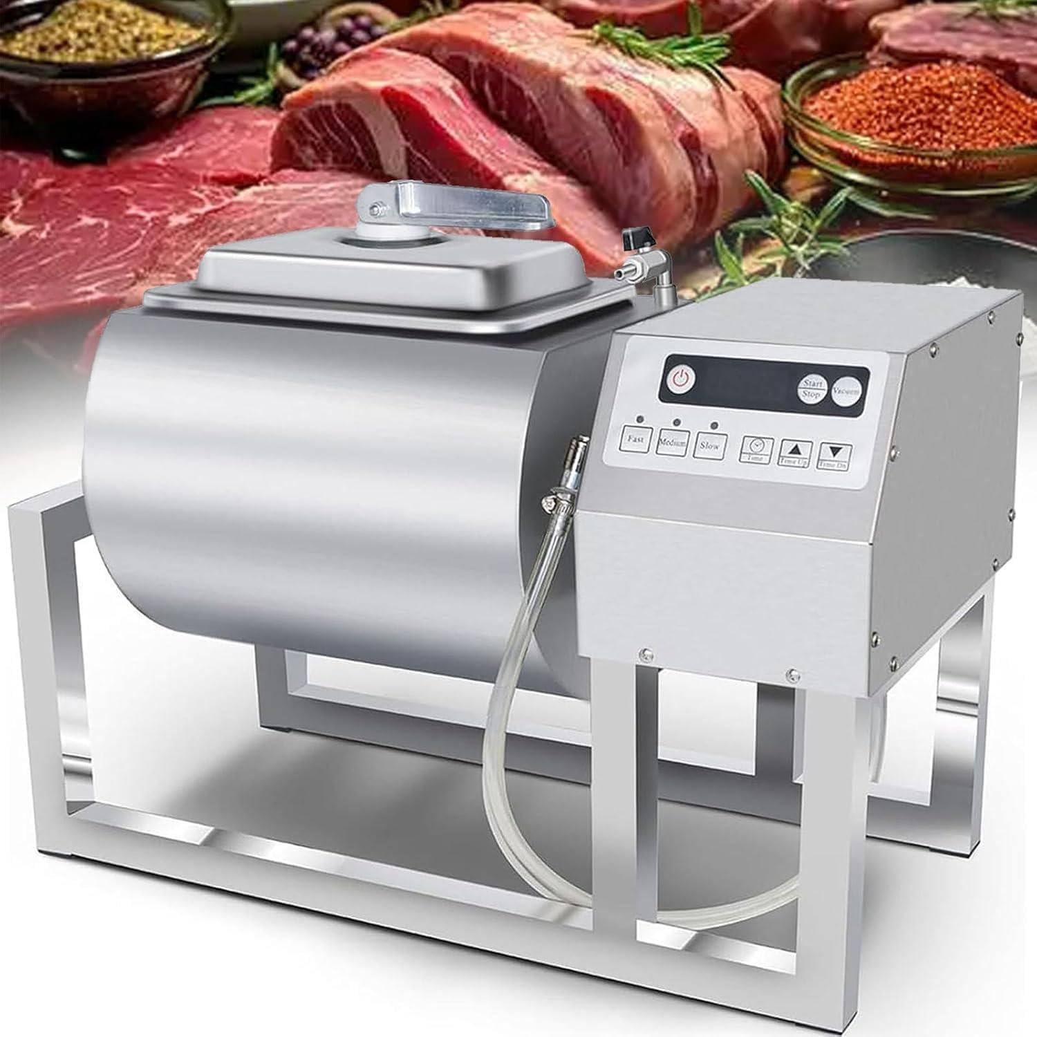 YXYLJOZ Meat Tumbler Marinator, 18L Capacity, 30W Vacuum Systems, Bidirectional Rotation, Fast Marinating for Catering and Food Processing