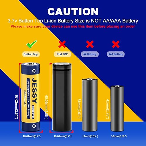 Miniatura 2 de JESSY Batería recargable 18650 3.7 voltios 18650 batería botón superior 3000mAh alta capacidad 18650 baterías para linternas, faro 4 unidades