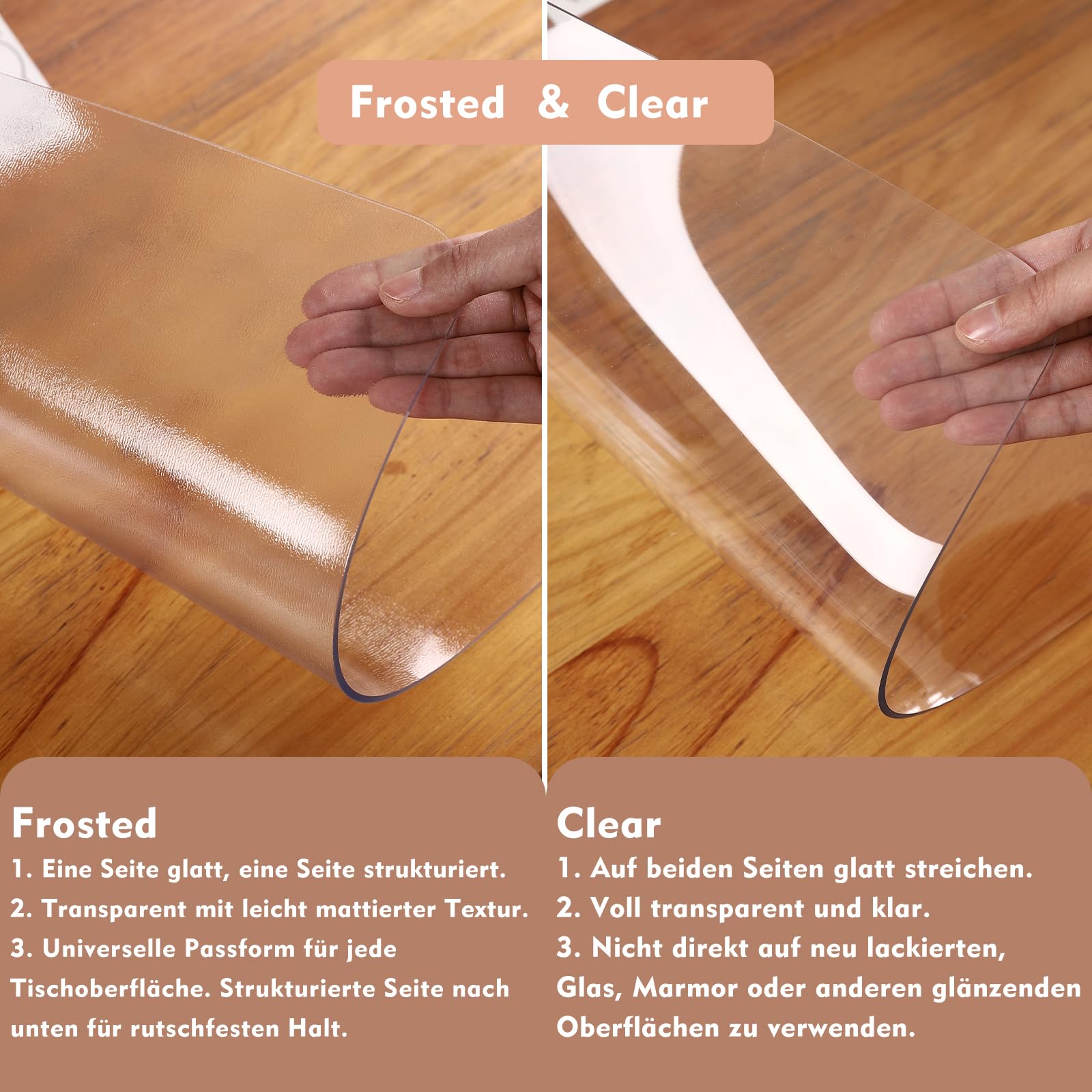 Protector de escritorio transparente, 60 x 35 cm, PVC transparente, borde redondo antideslizante, protector de mesa impermeable, alfombrilla de escritorio para oficina, hogar, escuela