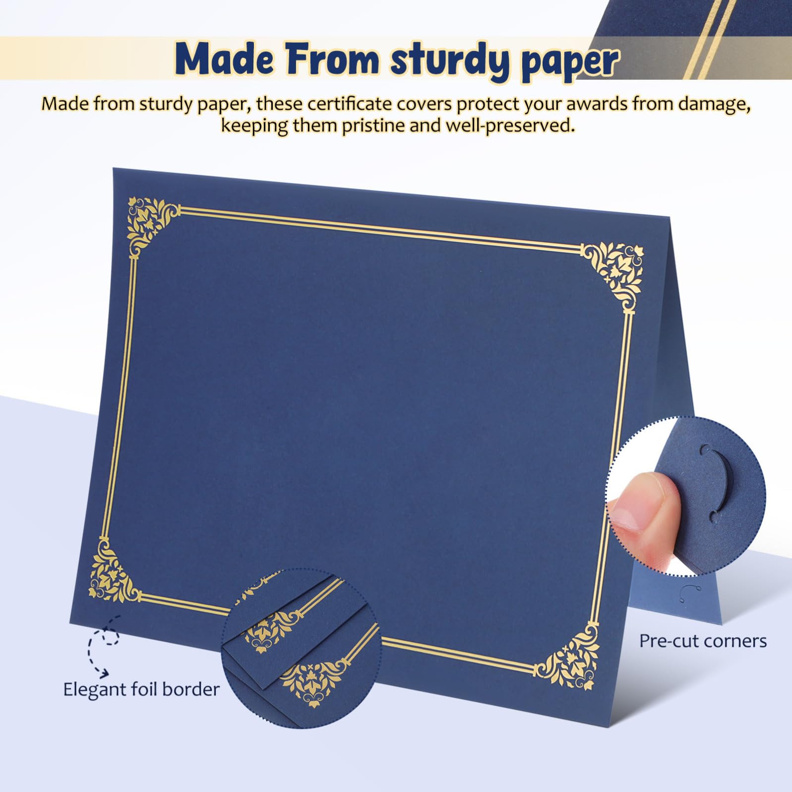 PartyKindom Certificate folders per documenti importanti e, bordo in lamina dorata, 30 pezzi, carta, formato 8,5 x 11, per certificati standard e cerimonie di laurea