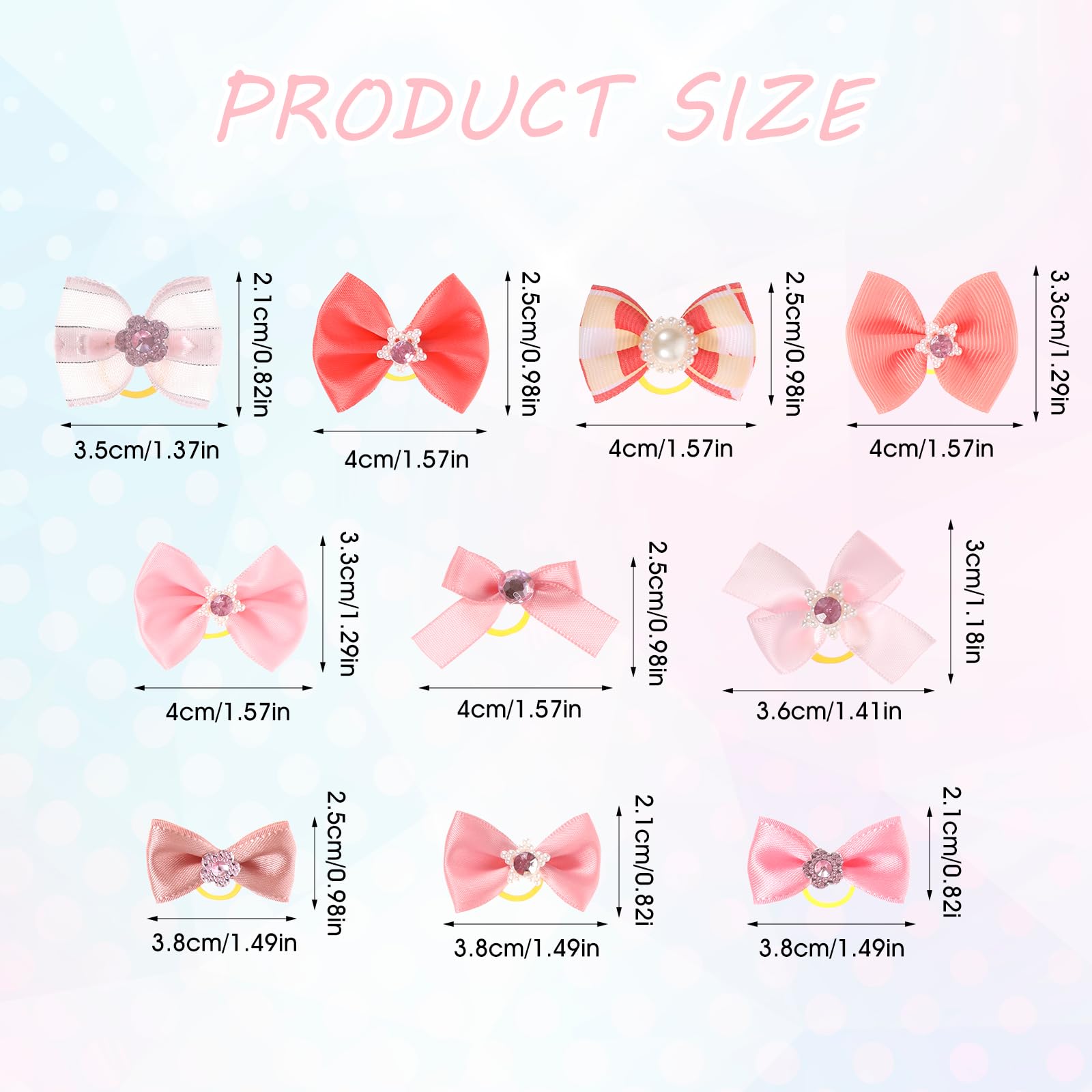 Tyqour 20 Pcs Cute Dog Hair Bows for Small Dogs Girl, Pink Dog Bows with Rubber Bands, Girl Puppy Hair Clips Yorkie Accessory for Holiday Daily Pet Supply Large Dogs Puppies