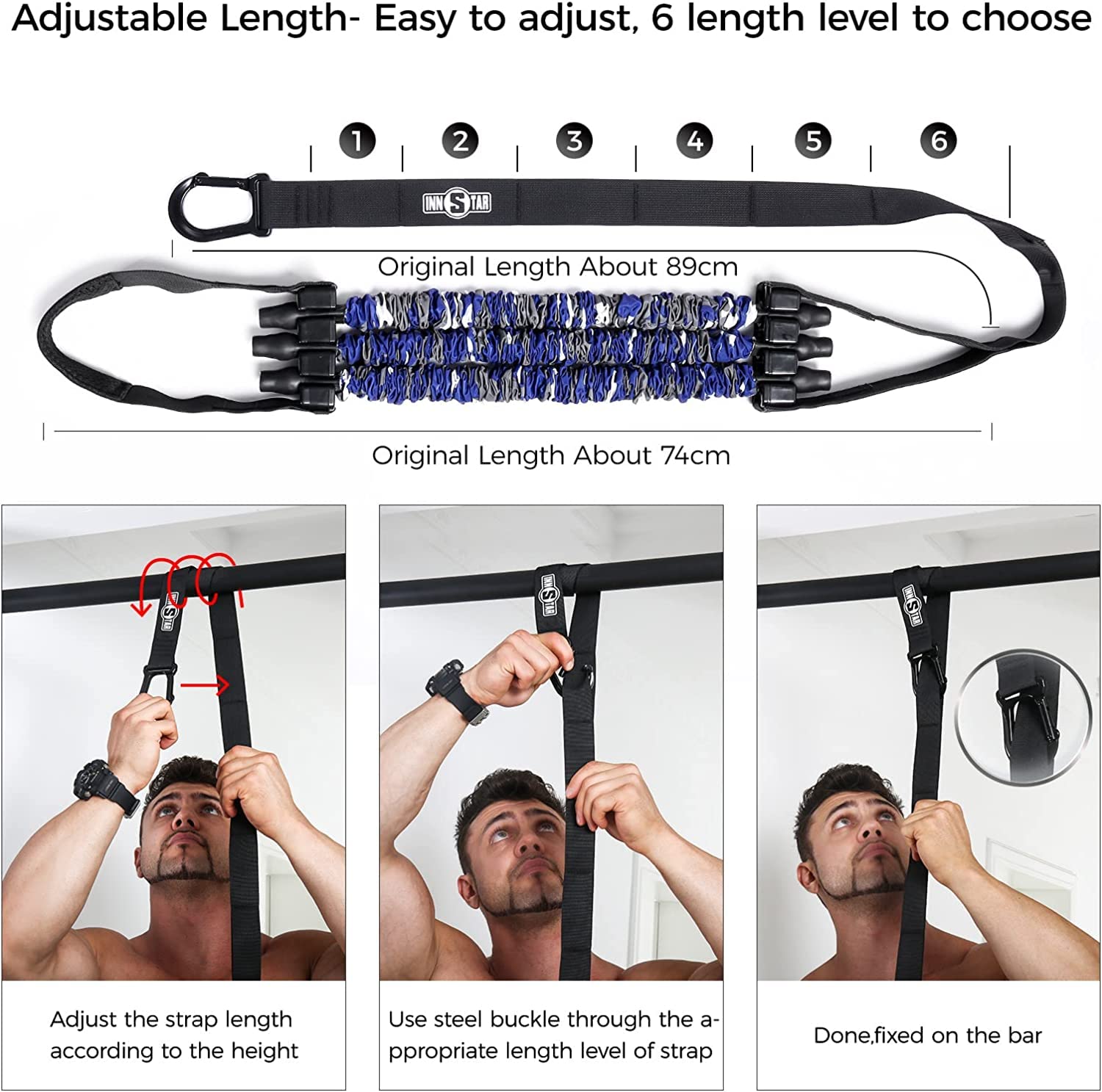 INNSTAR Elastische Widerstandsbänder – verstellbar und Removibil Fitnessbänder für Klimmzüge zu Hause und im Fitnessstudio, für Stretching, Widerstandstraining, Muskelaufbau