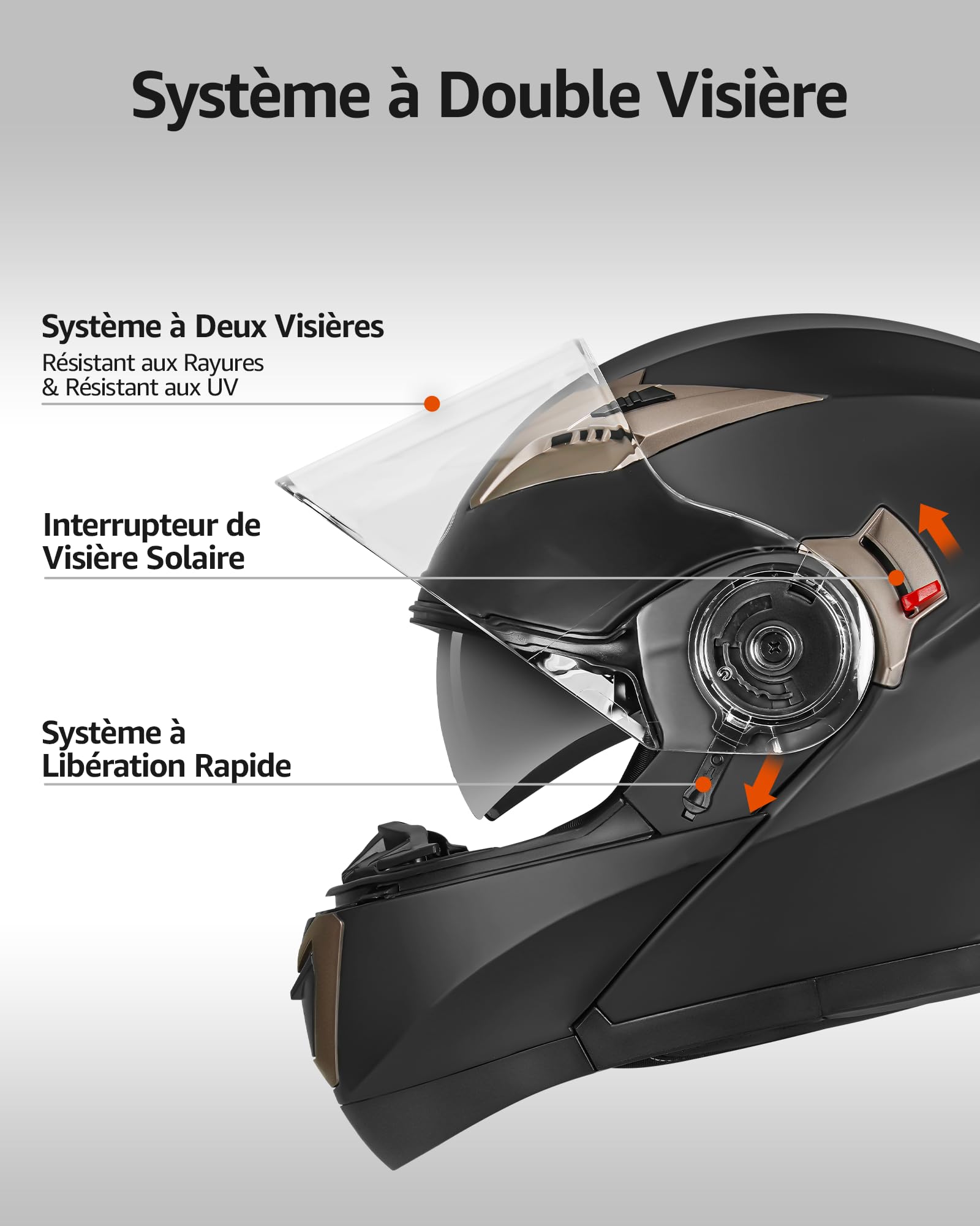 YEMA Casco Modulare Moto Integrale Scooter YM-926 Caschi Modulari Motorino Integrali ECE Omologato Donna Uomo con Doppia Visiera Parasole