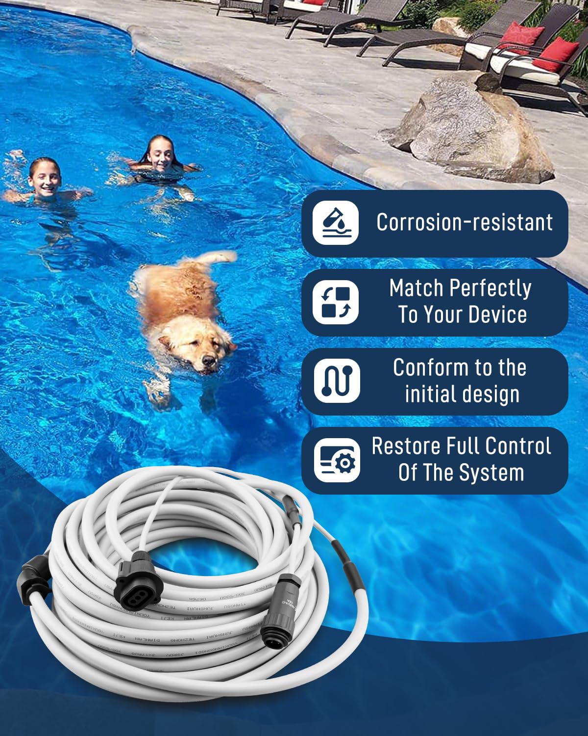 R0516800 Floating Cable Fit for Polaris 9300 9350 9400 9450 Robotic Pool Cleaner, 59FT