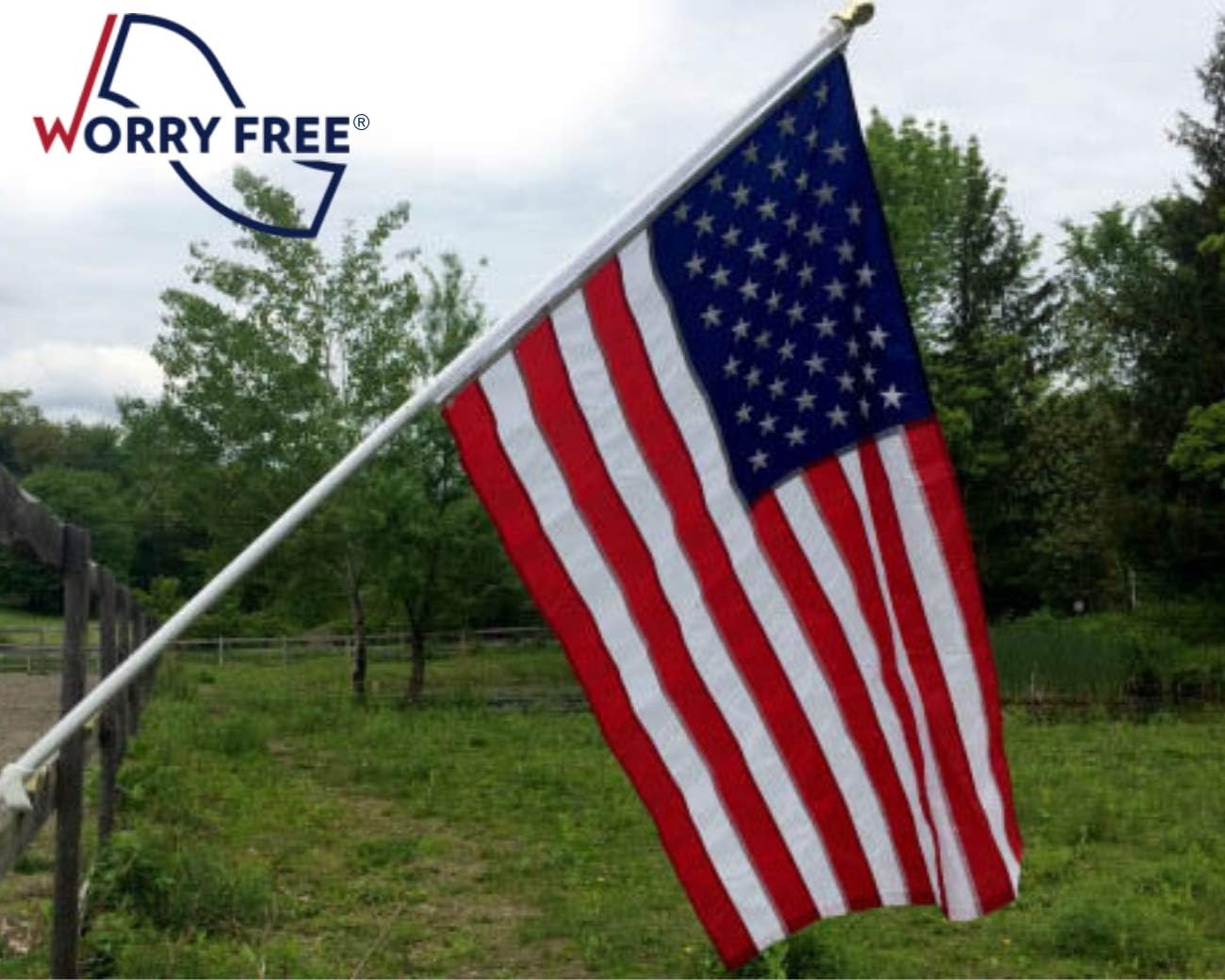3x5' Worry Free US Flag Super Set- includes pole, bracket and American Flag - Display the US Flag!