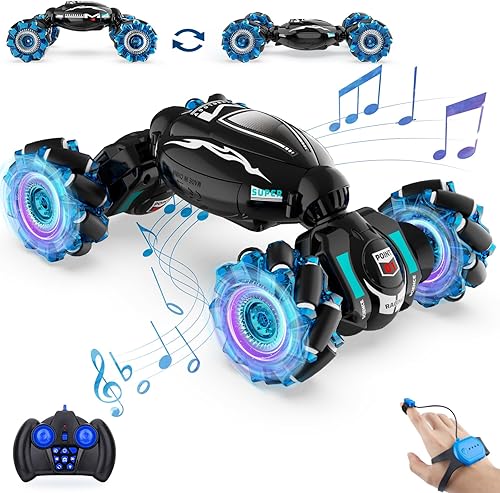 Vista 11 de Auto RC con Control Manual y Detección de Gestos para Niños y Niñas de 6 a 12 años, 2.4GHz, Rotación 360°, 4WD, Auto de Acrobacias RC con Luz, Negro
