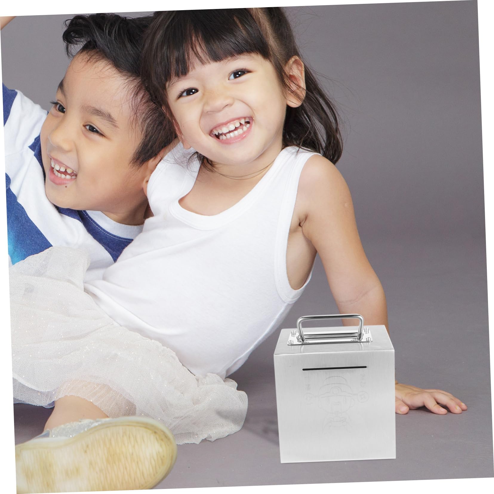 Tirelire Métallique Portable Acier Inoxydable avec Poignée Boîte à Compacte pour Adultes et Garçon Fille Sécurisée pour Épargne à