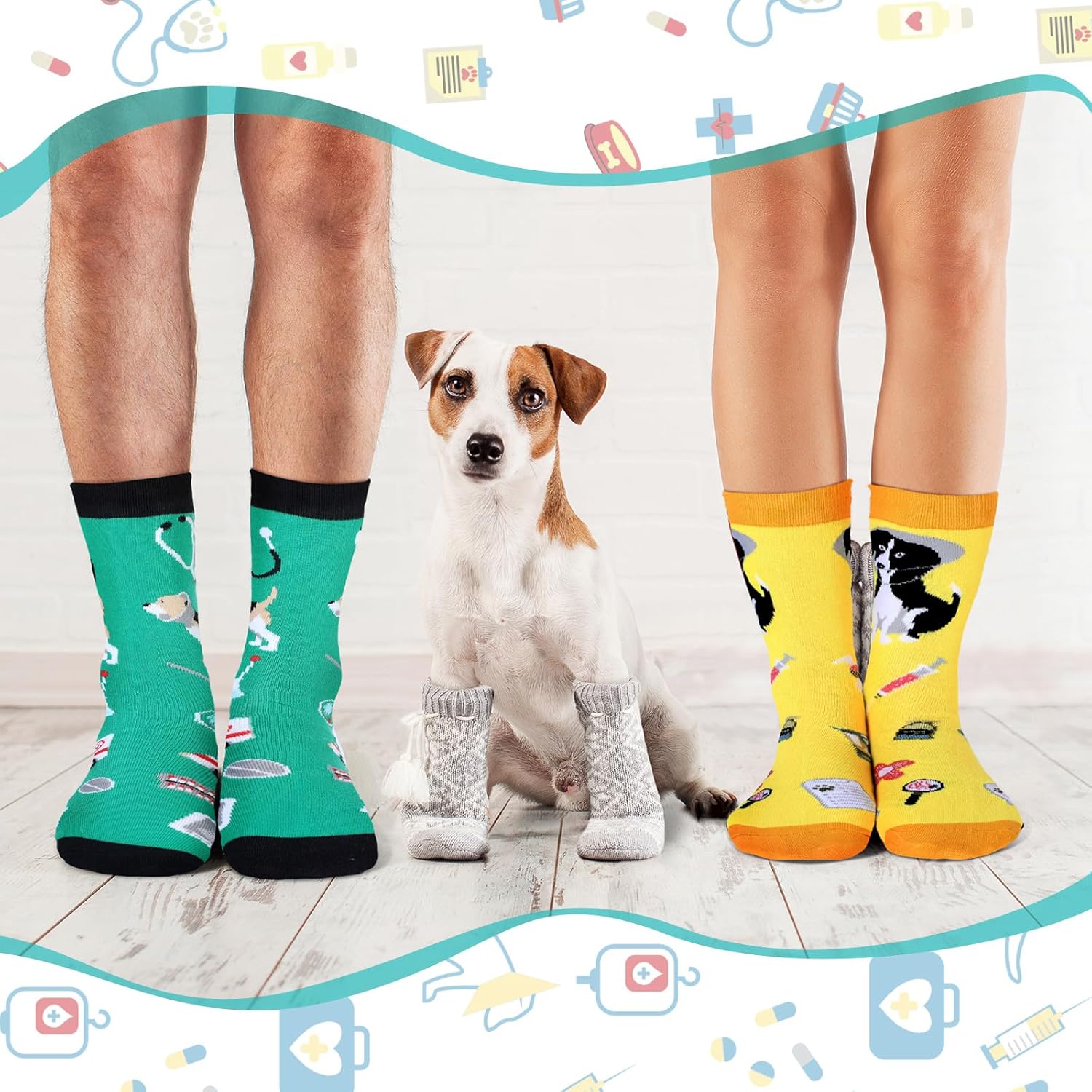Glitopper 6/12 Pairs Vet Tech Crew Socks for Adult Veterinarian Technician Appreciation Gifts Veterinary Tech Graduation Gift