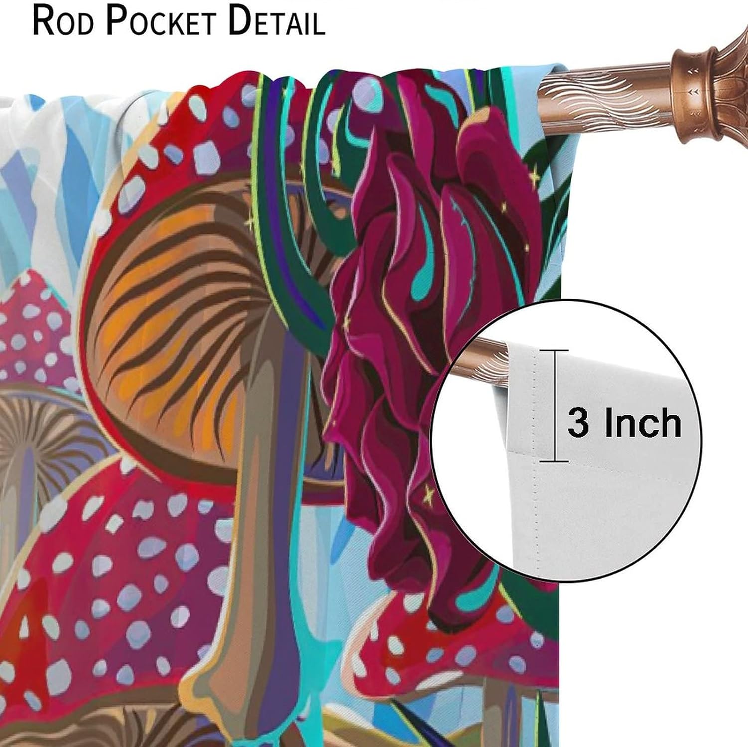 Mushroom Curtains,Cartoon Fantastic Red Roses Butterfly Theme Room Darkening Door Window Rod Pocket Curtain for Kids Girls Bedroom Bathroom,2 Panel Set W55xL63in