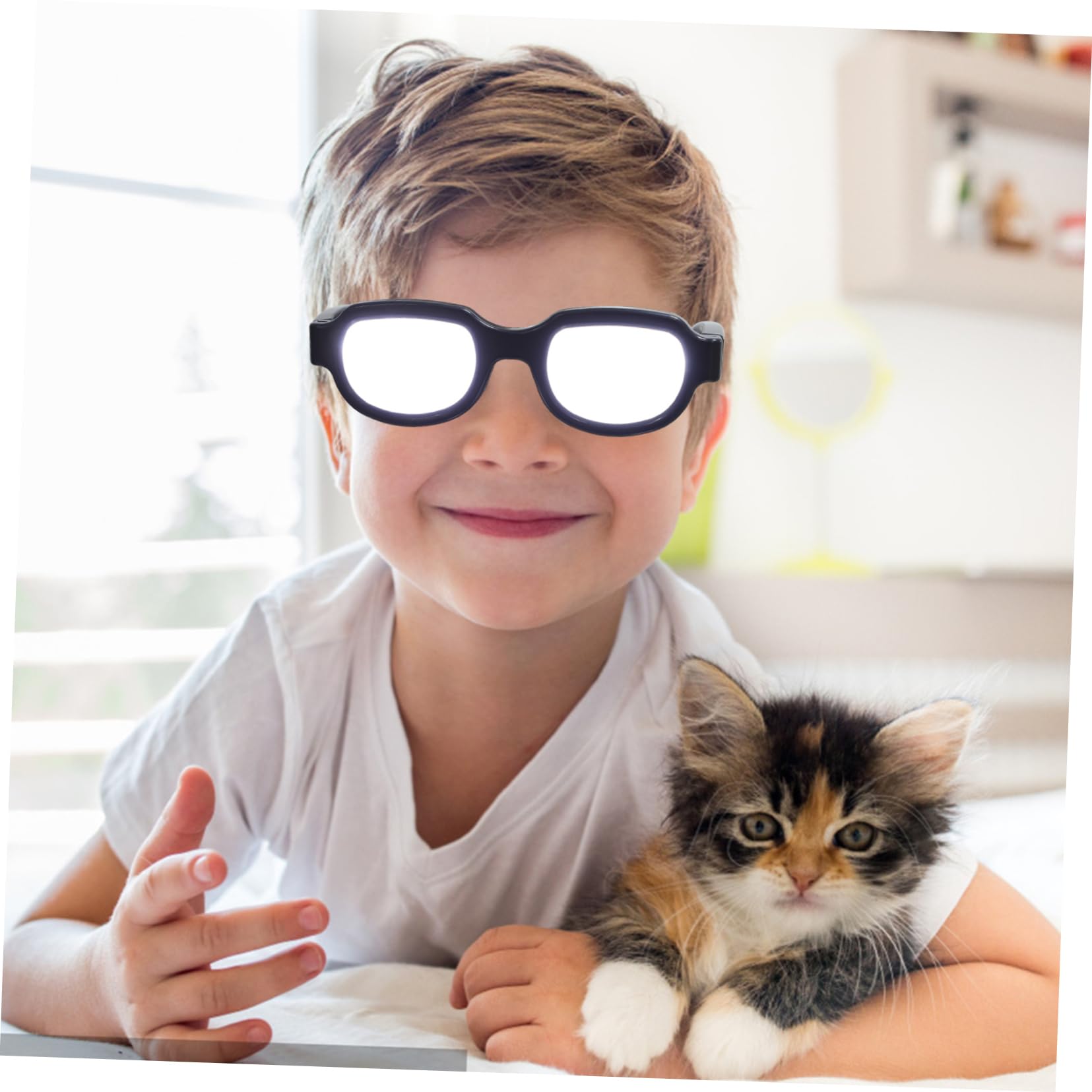 Gafas LED Luminosas USB Recargables de Plástico Negras para Cosplay