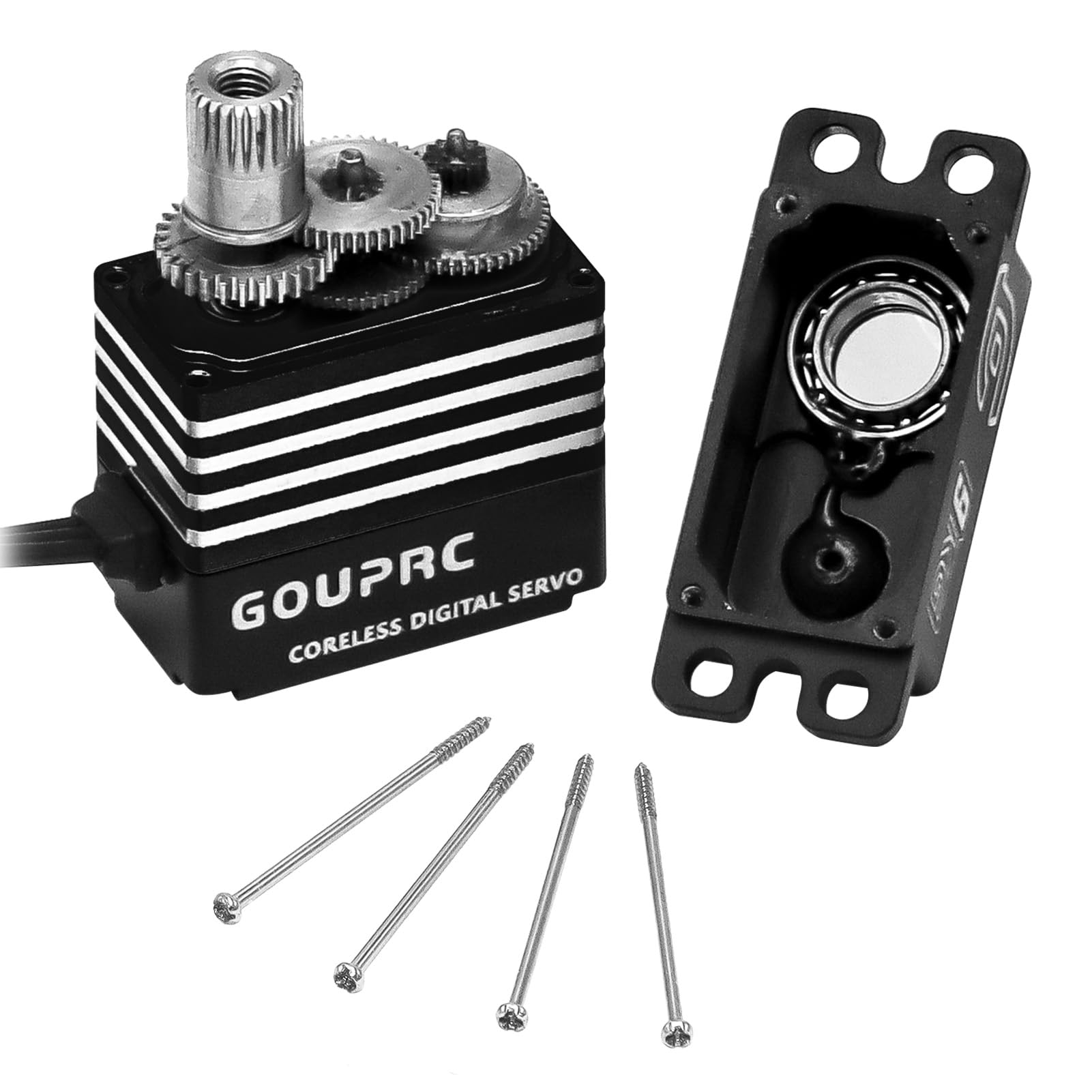 GOUPRC 9 kg Metallkernloser Digitalservo mit 25T RC-Horn für TRX4M 1/18 RC Crawler Auto-Upgrades (Schwarz)