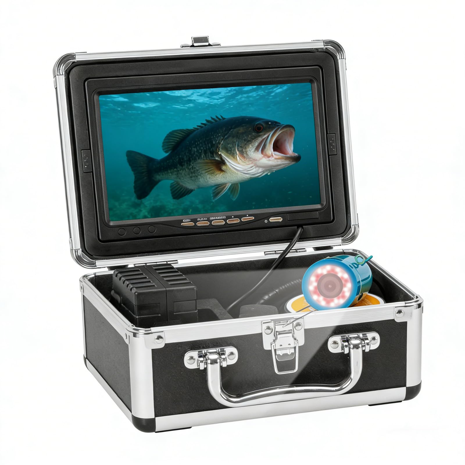 Cámara de pesca subacuática, actualizada a 36 luces HD DVR de 7 pulgadas, cámara de pesca bajo el agua, impermeable, IP68, 1200TVL HD, buscador portátil de peces de pesca en hielo con cable de