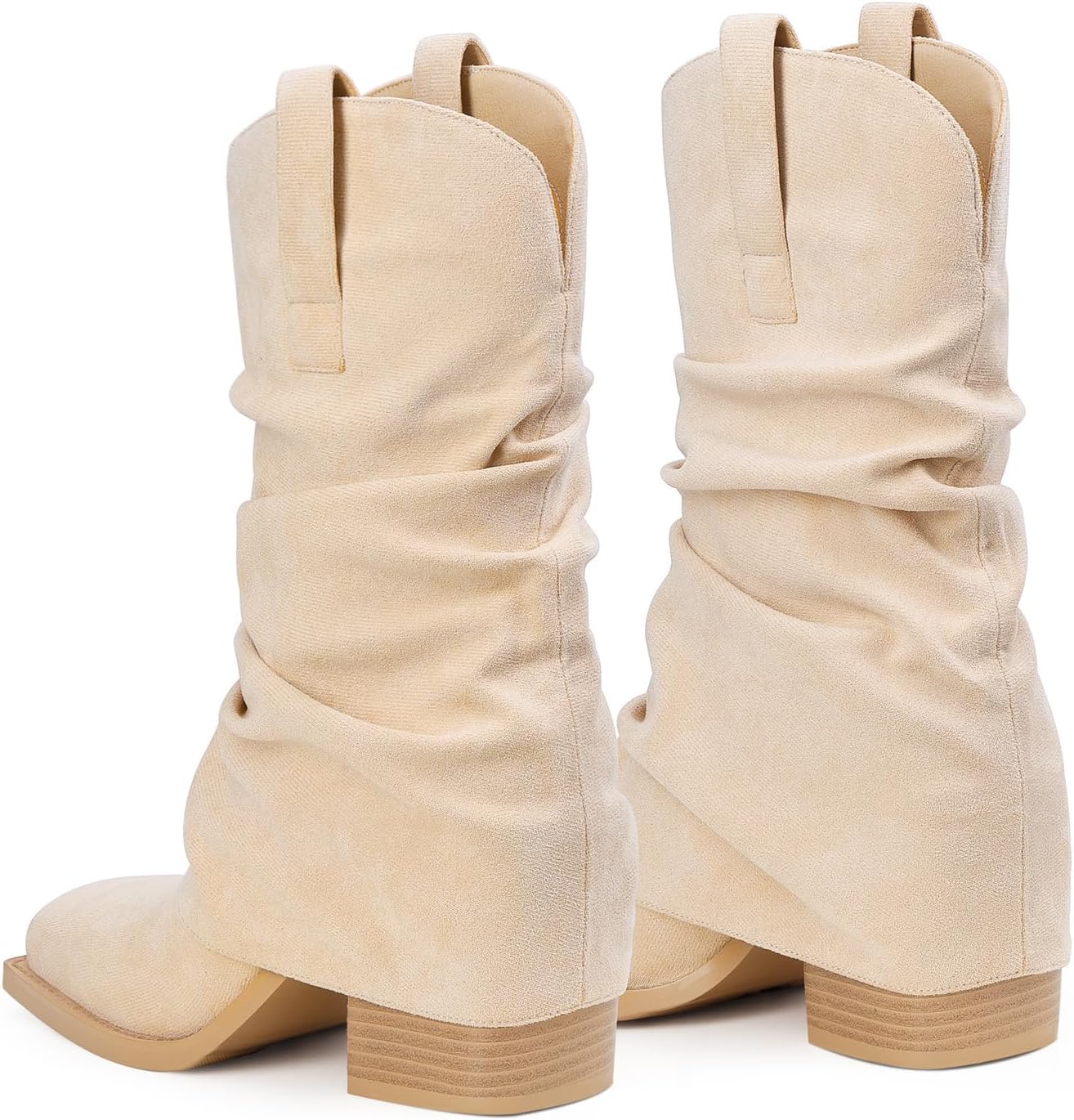 Cowboy Boots for Women Cowgirl Mid Calf Square Toe Fold Over Chunky... - Picture 15 of 56