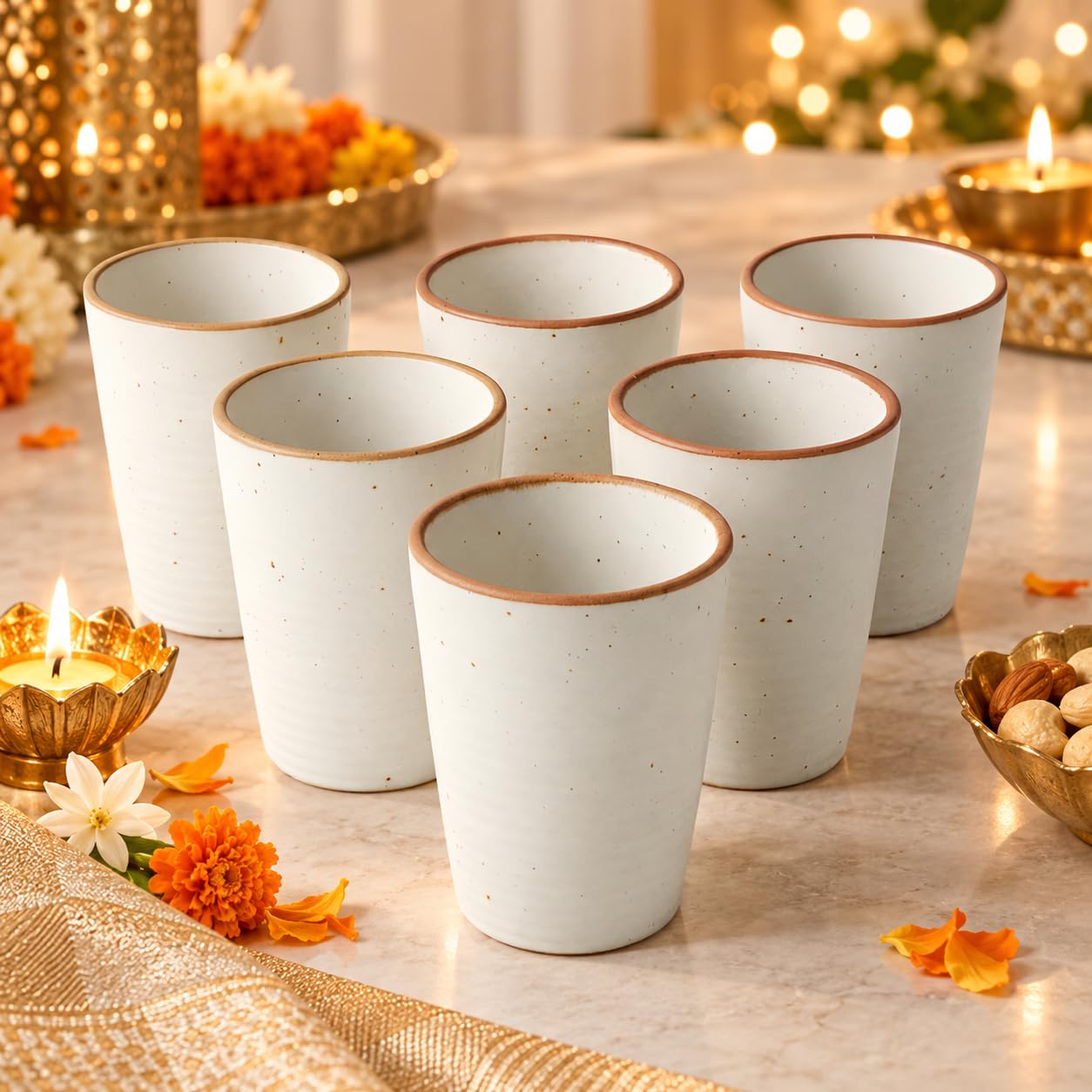 Handmade Ceramic Drinking Glasses - Set of 6 -7 Handmade Ceramic Drinking Glasses - Set of 6 -7