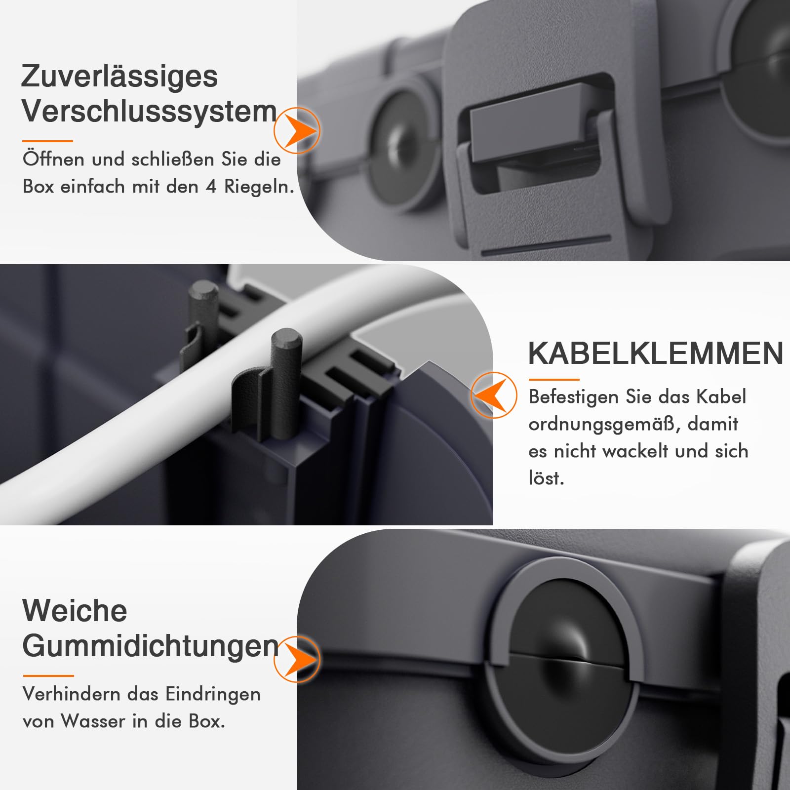 RESTMO Scatola di Protezione Impermeabile Extra-Large IP54 (32x22x13 cm) – Scatola per Cavi Esterna, Ideale per Proteggere Prese, Timer, Cavi di Alimentazione e Luci Decorative, Colore Grigio