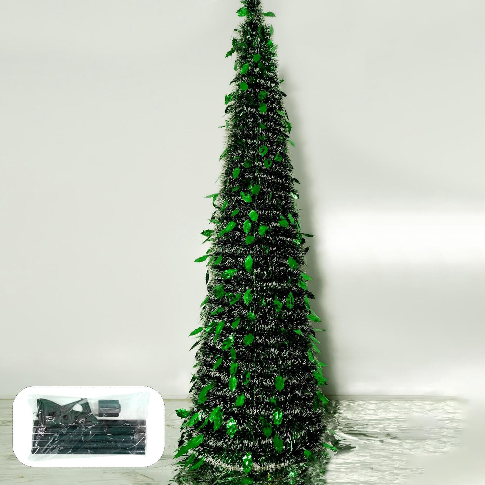 Árbol De Navidad Artificial De Pino Plegable | Material de PET y hierro, diseño plegable, iluminado, fácil montaje, decoración hogar