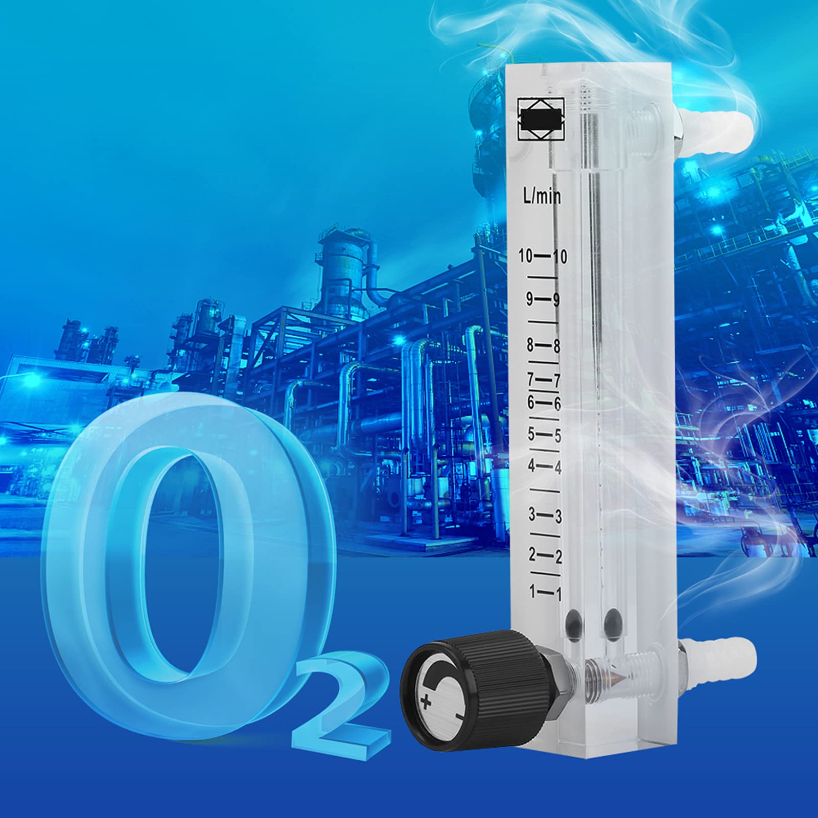 Débitmètres d'Air 1-10LPM Débitmètre avec Vanne de Régulation Support 0.6MPa pression Mesure Unidirectionnelle de Gaz/Oxygène/Débit d'Air 8mm Barbes pour l'industrie