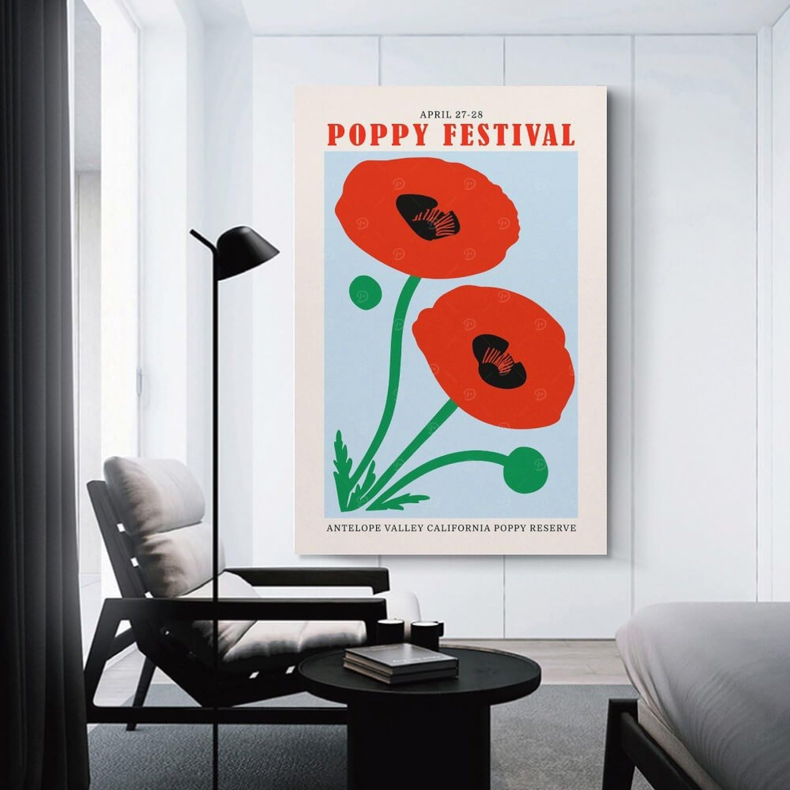 Junmoney Canvas Wall Decor California Poppy Festival, 24x36inch(60x90cm), for Gallery Wall Layouts in Home Or Office, Home Wall Art for Statement Displays