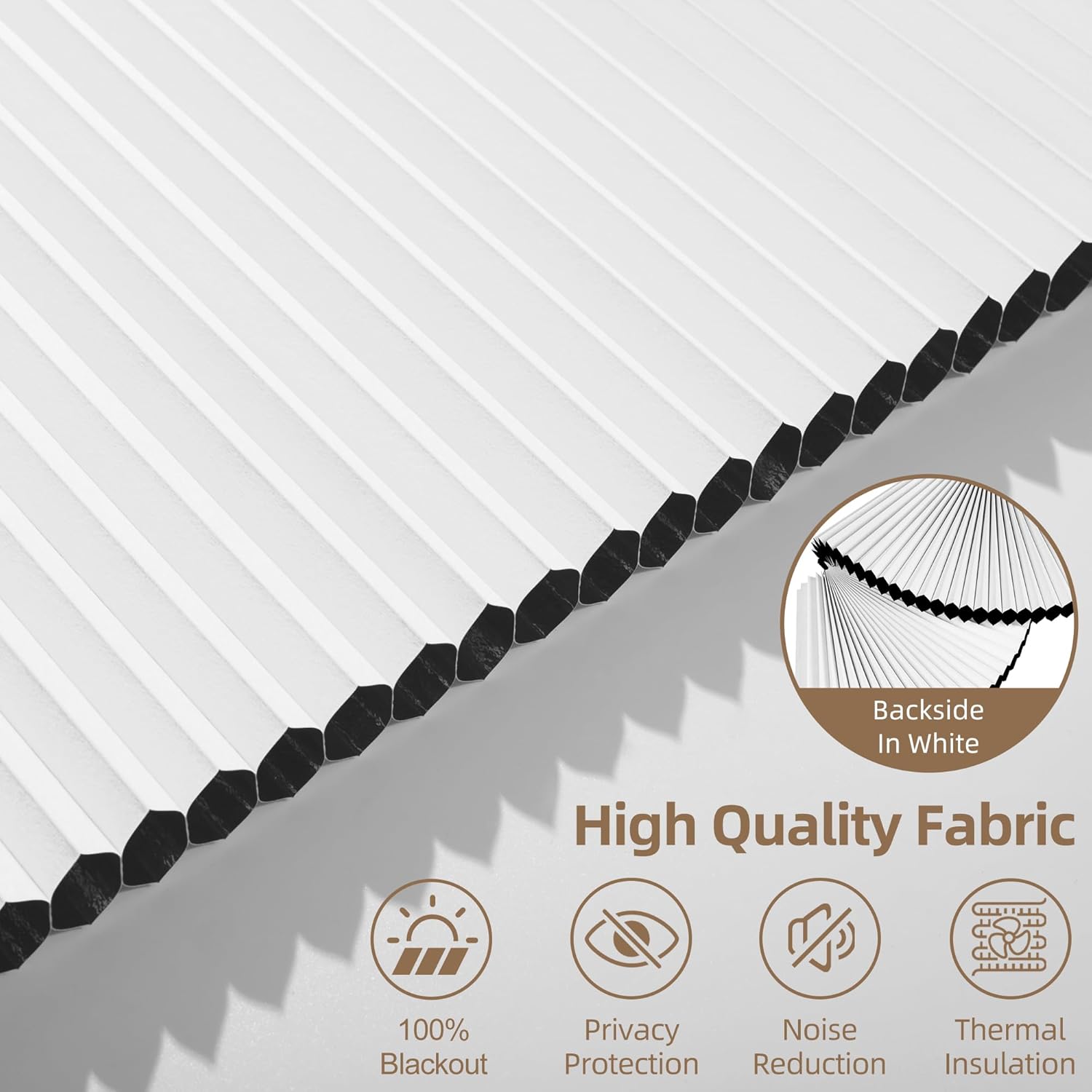 Cordless Cellular Shades, Blackout 1.25 Inch Widow Depth Needed Top Down Bottom Up Honeycomb Blinds, Custom Pleated Room Darkening Cellular Blinds for Home, Living Room, Door, White
