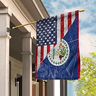 American Belize Flag Belizean Friendship Proud House Flag (29.5" x 39.5") Double Sided Polyester Decorative Indoor Outdoor Flag