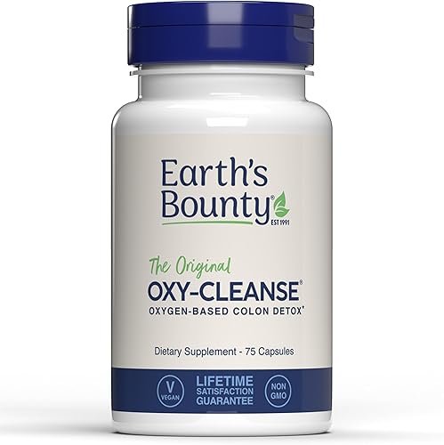 Earth's Bounty - Oxy-Cleanse - 75 cápsulas vegetarianas - Acondicionador de oxígeno y colon - Limpia y desintoxica naturalmente - Sin hierbas