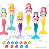 Diving Pool Toys Set&comma; 6PCS Mermaids Underwater and 12PCS Big Colorful Diamond Swimming Pool Sinking Toys for Kids Children &lpar;Color Random&rpar;