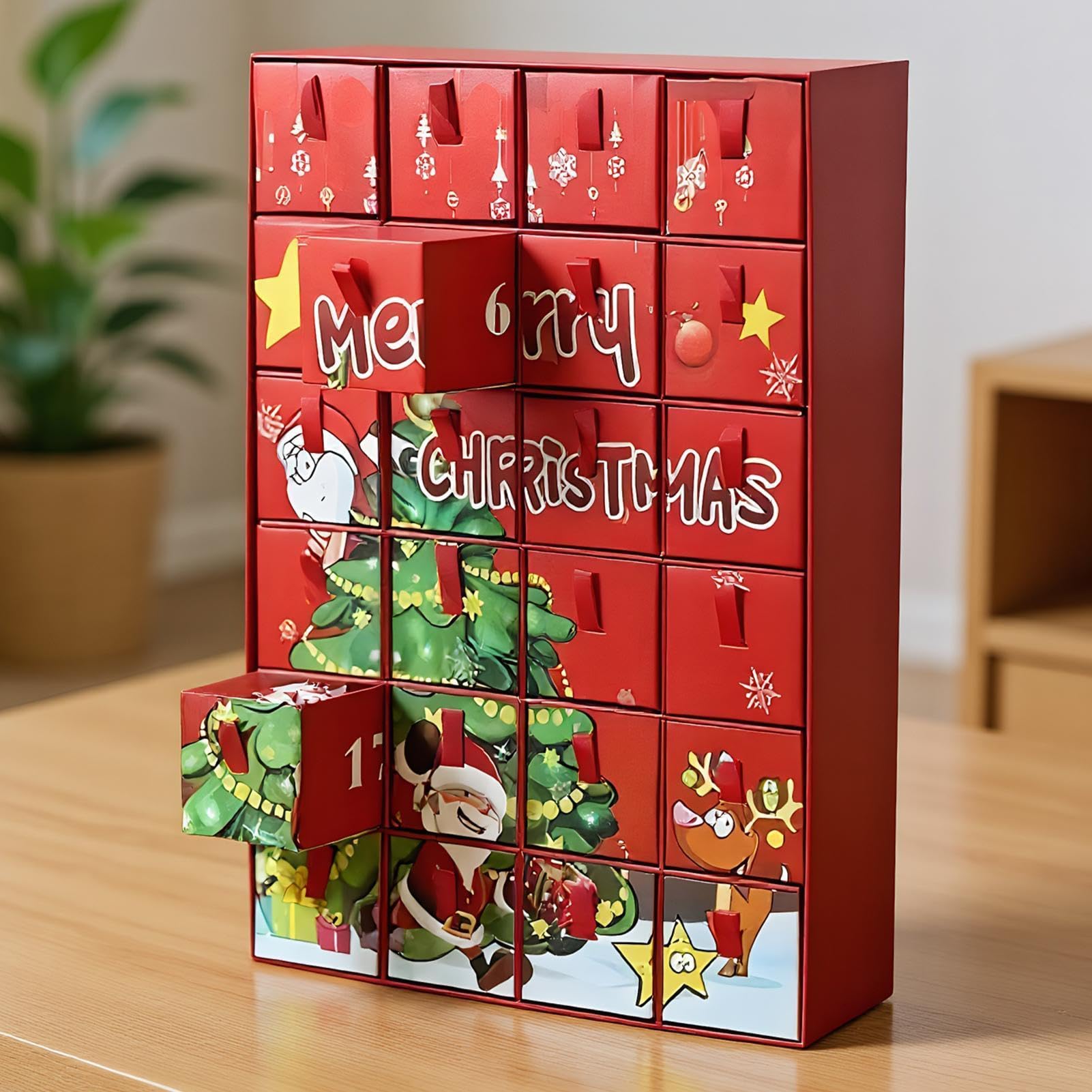 Calendario de Adviento de cuenta regresiva de Navidad, 24 días, decorativo y transpirable | Decoración de pared de dibujos animados para invierno, Año Nuevo, interior, repisa de chimenea, dormitorio, sala