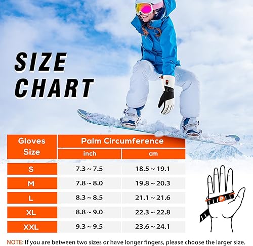 Miniatura 2 de Guantes térmicos para hombres y mujeres, batería de 7.4 V, 22.2 Wh, guantes térmicos recargables, para pantalla táctil, impermeables, eléctricos,