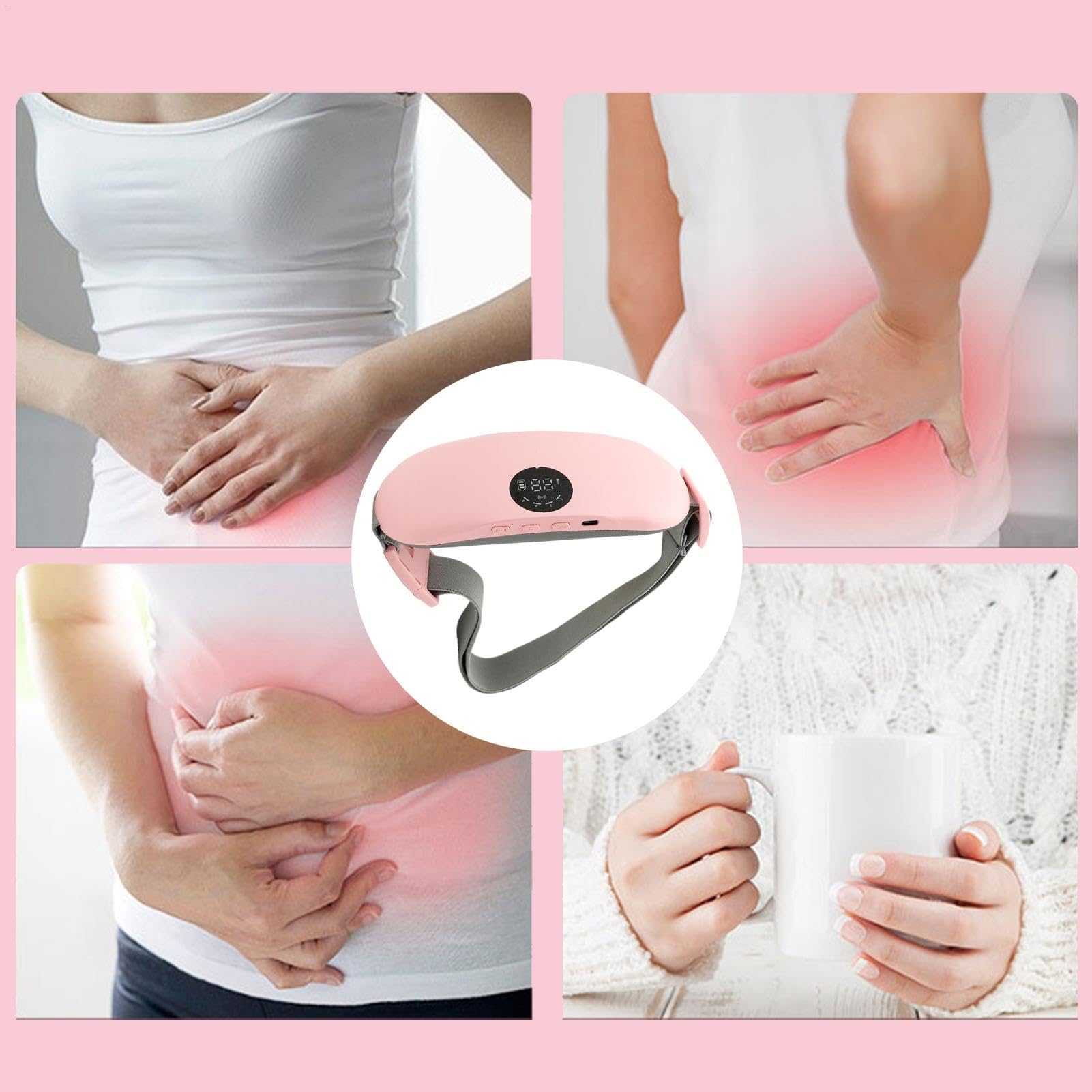 Cuscinetto Termico USB Cuscinetto Riscaldante Mestruale, 3 Temperature | Senza Fili Fascia Addominale Avvolgente, Dissipazione Uniforme, per Riposo, Lettura, Lavoro