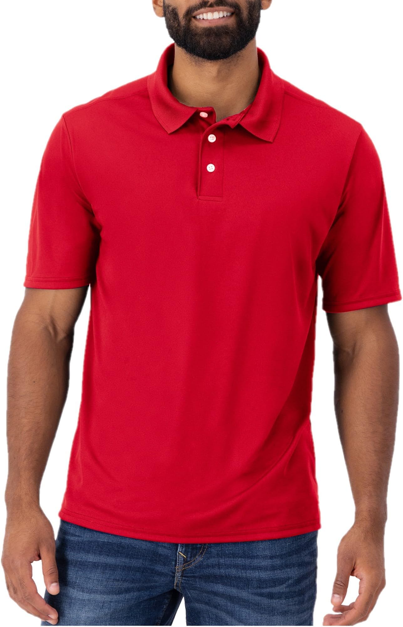 Sport Men's Polo Shirt, Men's Cool DRI Moisture-Wicking Performance Polo Shirt, Jersey Knit Performance Polo Shirt
